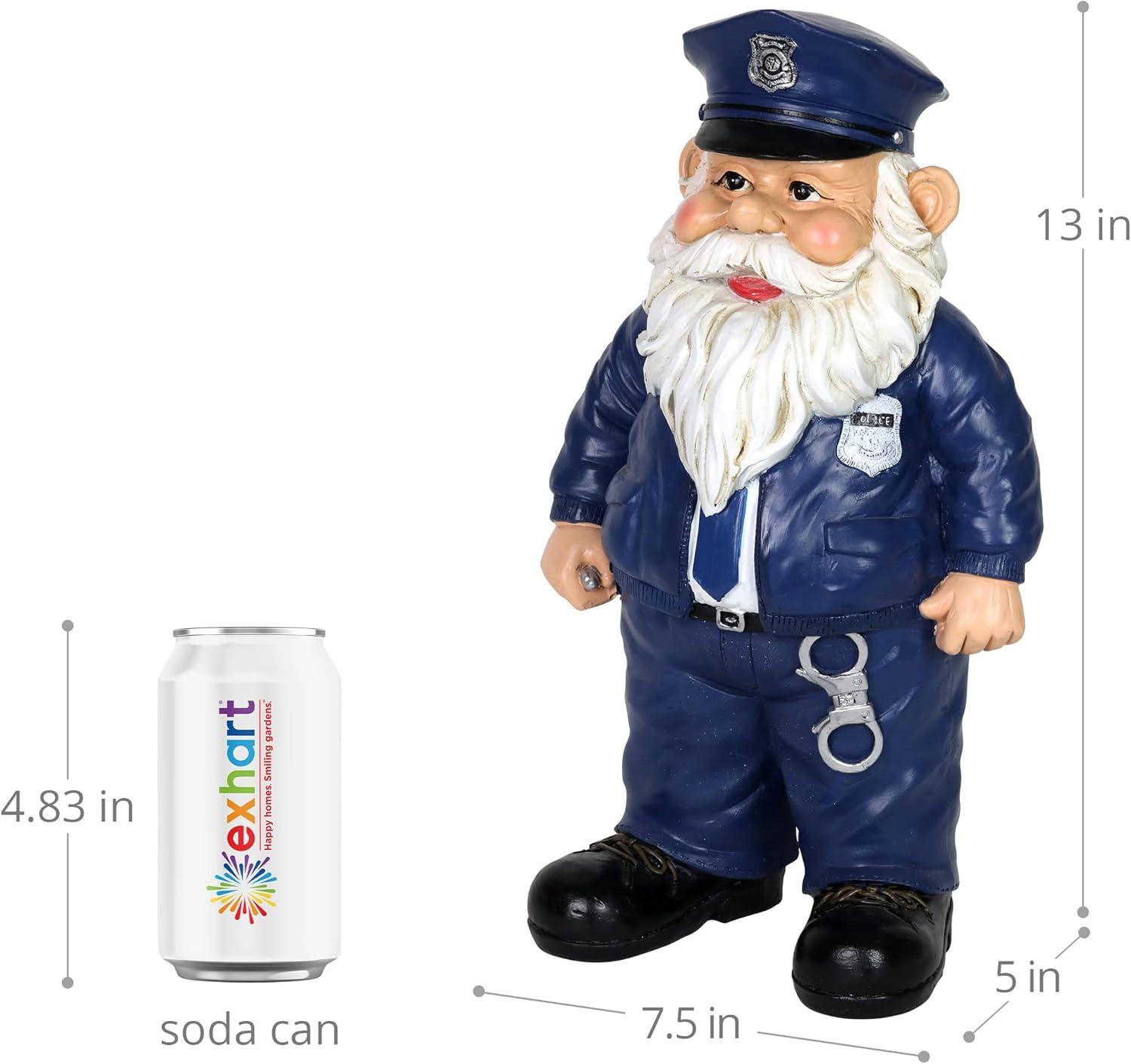 Hand-Painted Policeman Garden Gnome Statue with Handcuffs