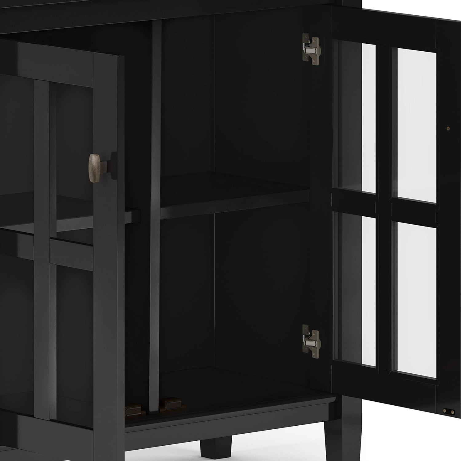 Simpli Home Warm Shaker Wood 32" Transitional Low Cabinet in Black