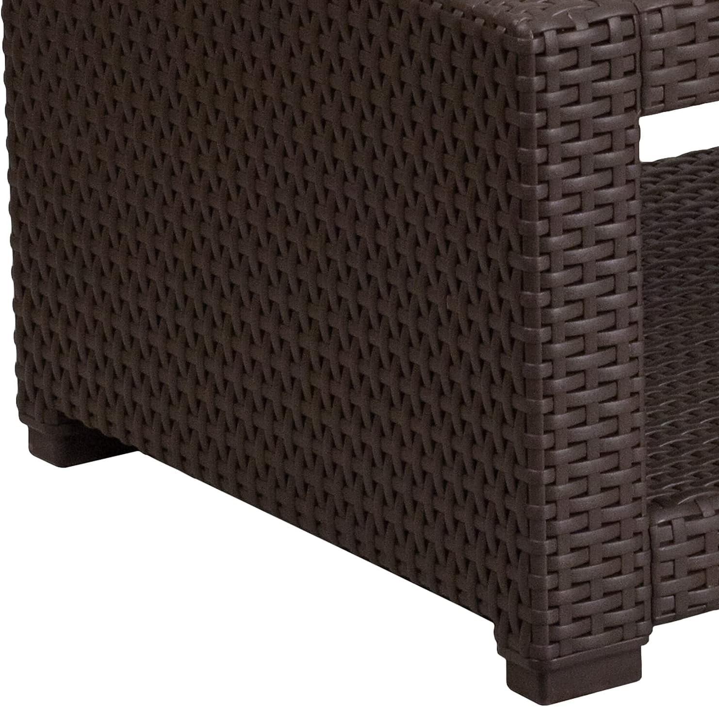 Flash Furniture Seneca Chocolate Brown Faux Rattan Coffee Table