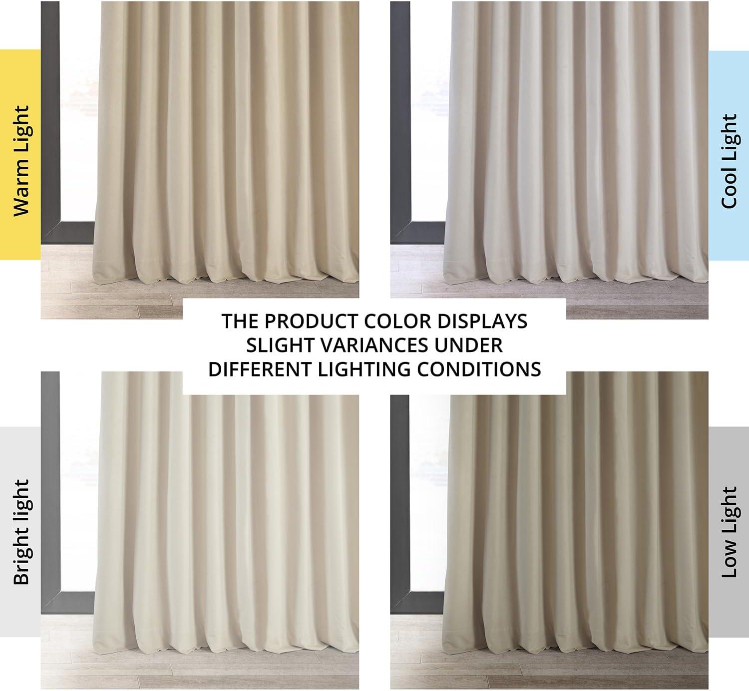 Exclusive Fabrics  Signature Extra Wide Blackout Velvet Curtains (1 Panel) - Luxurious Blackout Drapes Neutral Ground 100 x 84 84 Inches