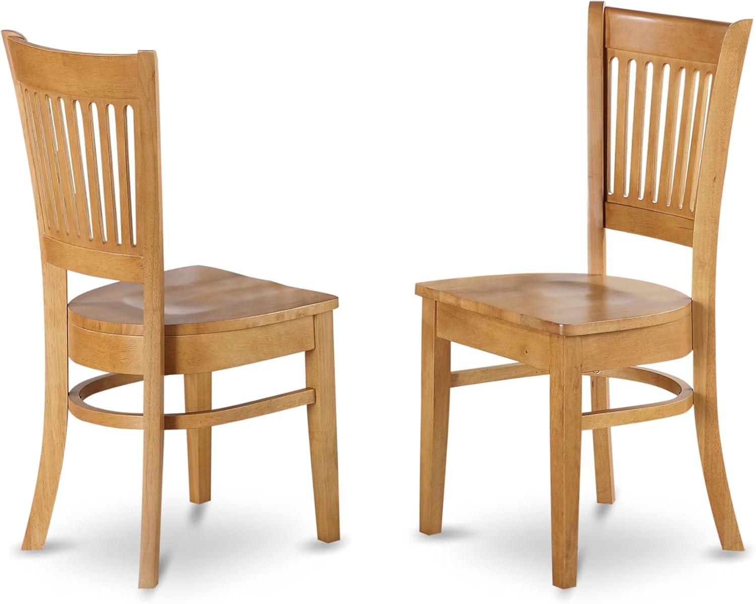 East West Furniture Dublin 3-piece Table and Dining Slatted Back Chairs in Oak