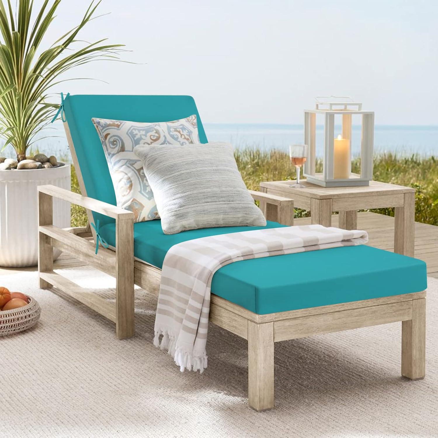 idee-home Chaise Lounge Cushions Outdoor, Lounge Chair Cushions for Patio Furniture Weather and Stain Resistant for Lawn Pool