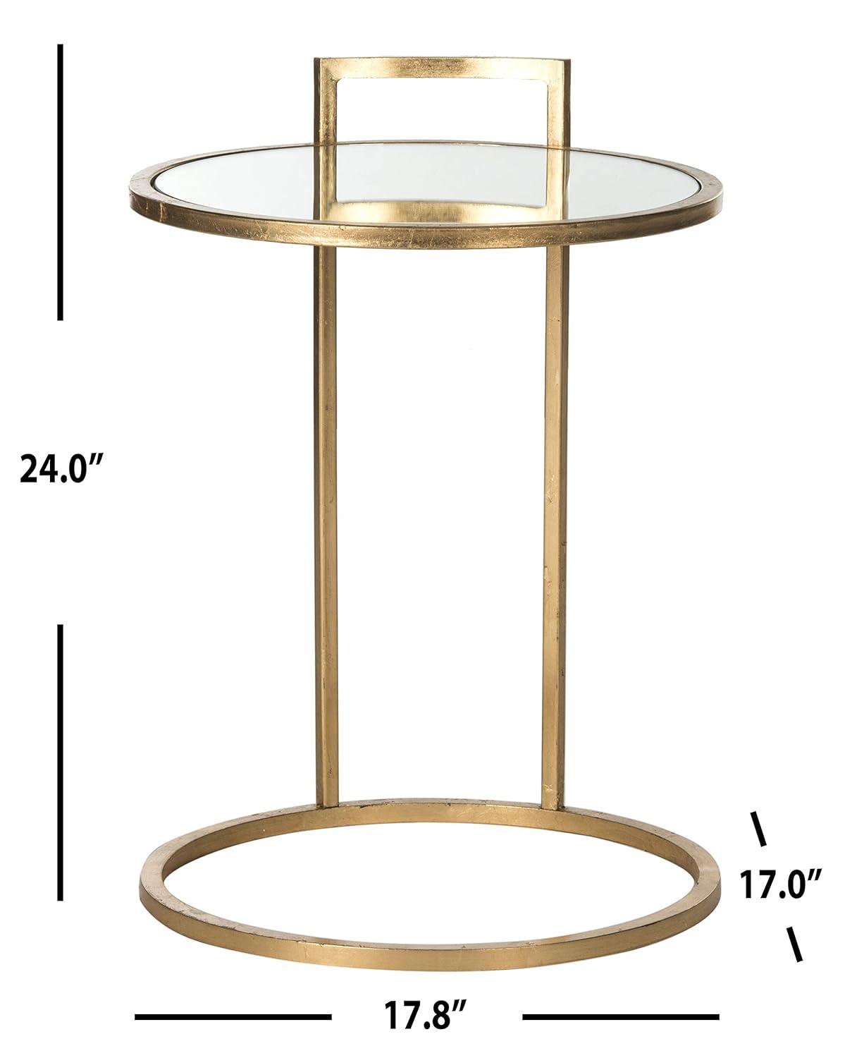 Calvin Round Gold Leaf End Table - Gold/Mirror - Safavieh.