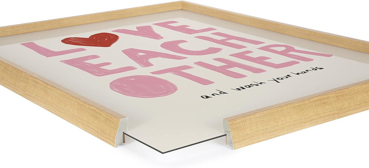 16" x 20" Blake Love Each Other by Kelly Knaga Framed Printed Glass Natural - Kate & Laurel All Things Decor