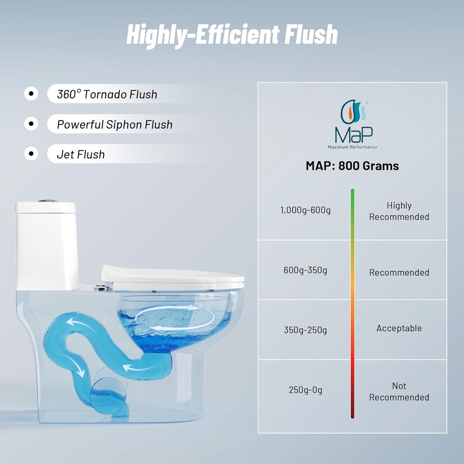 Ally Standard Bathroom Toielt, Modern Toilet with Comfort Chair Height Floor Mounted(Seat Included)