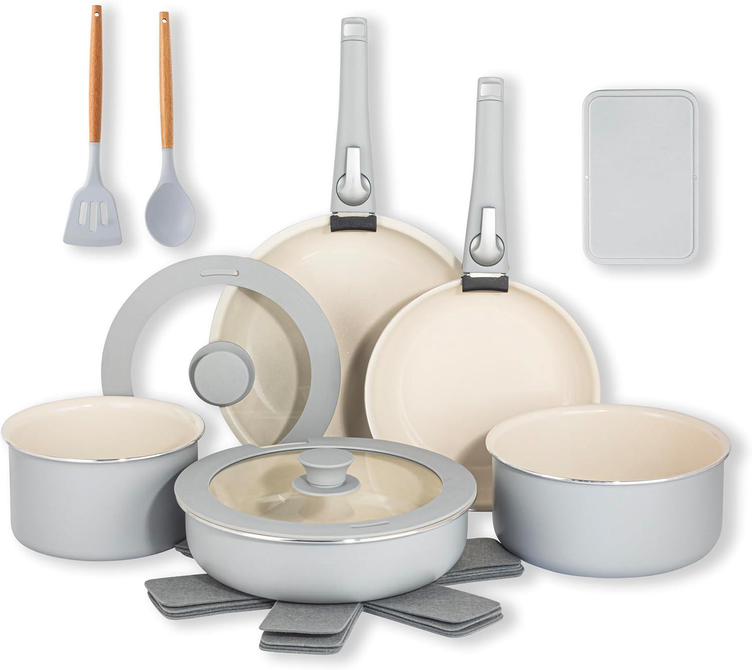 Gotham Steel Gotham Steel 18 Piece Detachable Handle Ceramic Nonstick Cookware Set