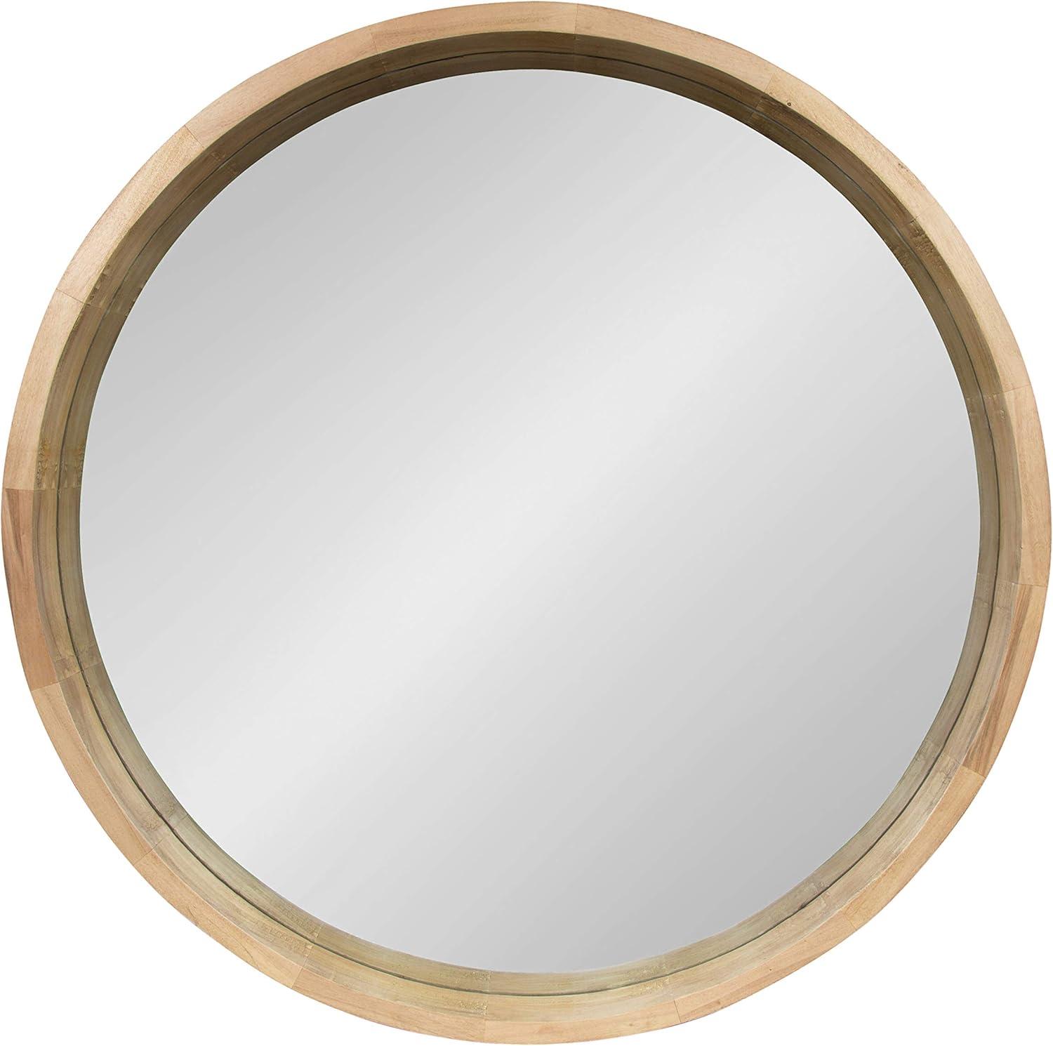 30&#34; x 30&#34; Hutton Round Wood Wall Mirror Natural - Kate and Laurel