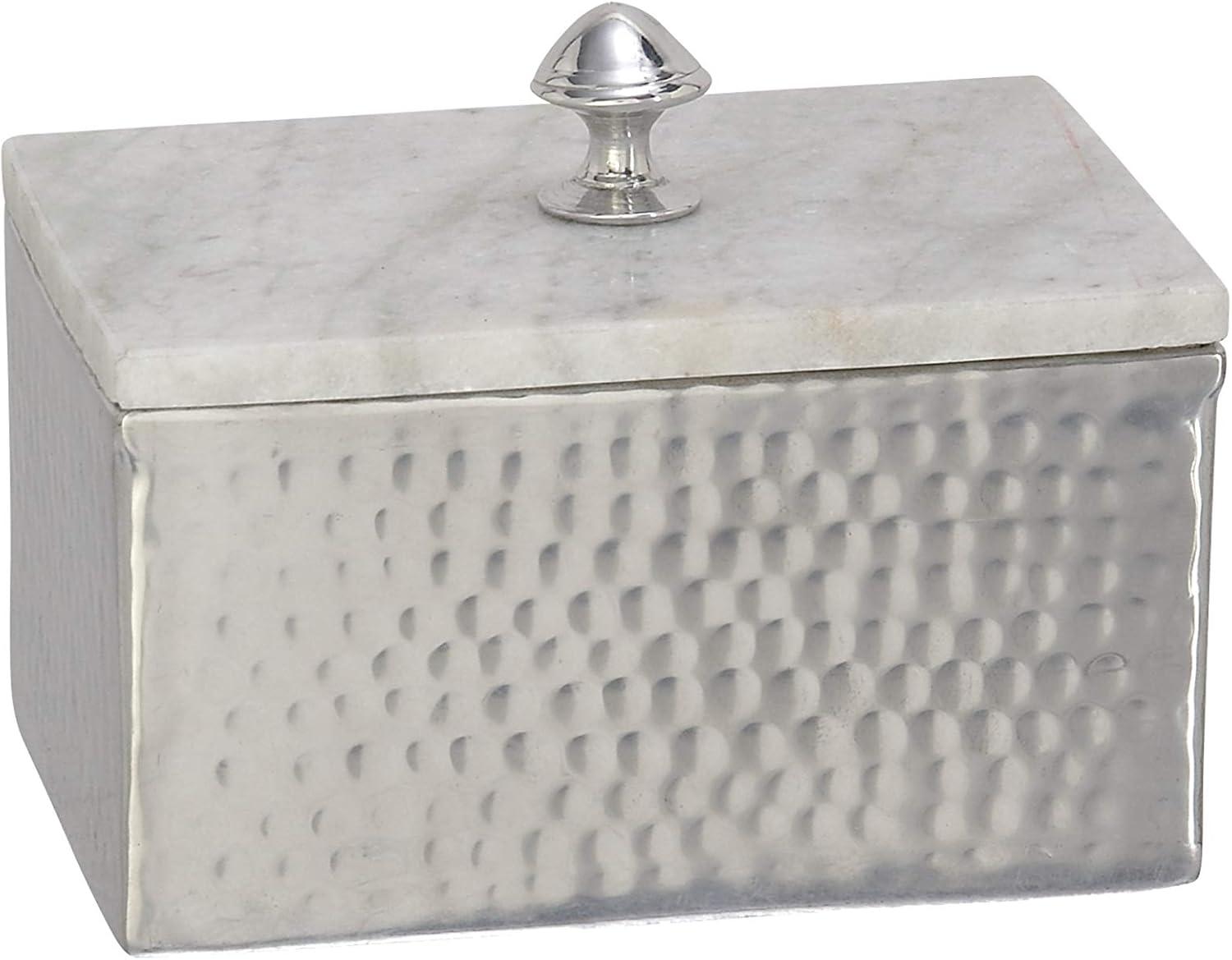 DecMode Gray Marble Decorative Jewelry Box with Marble Lid