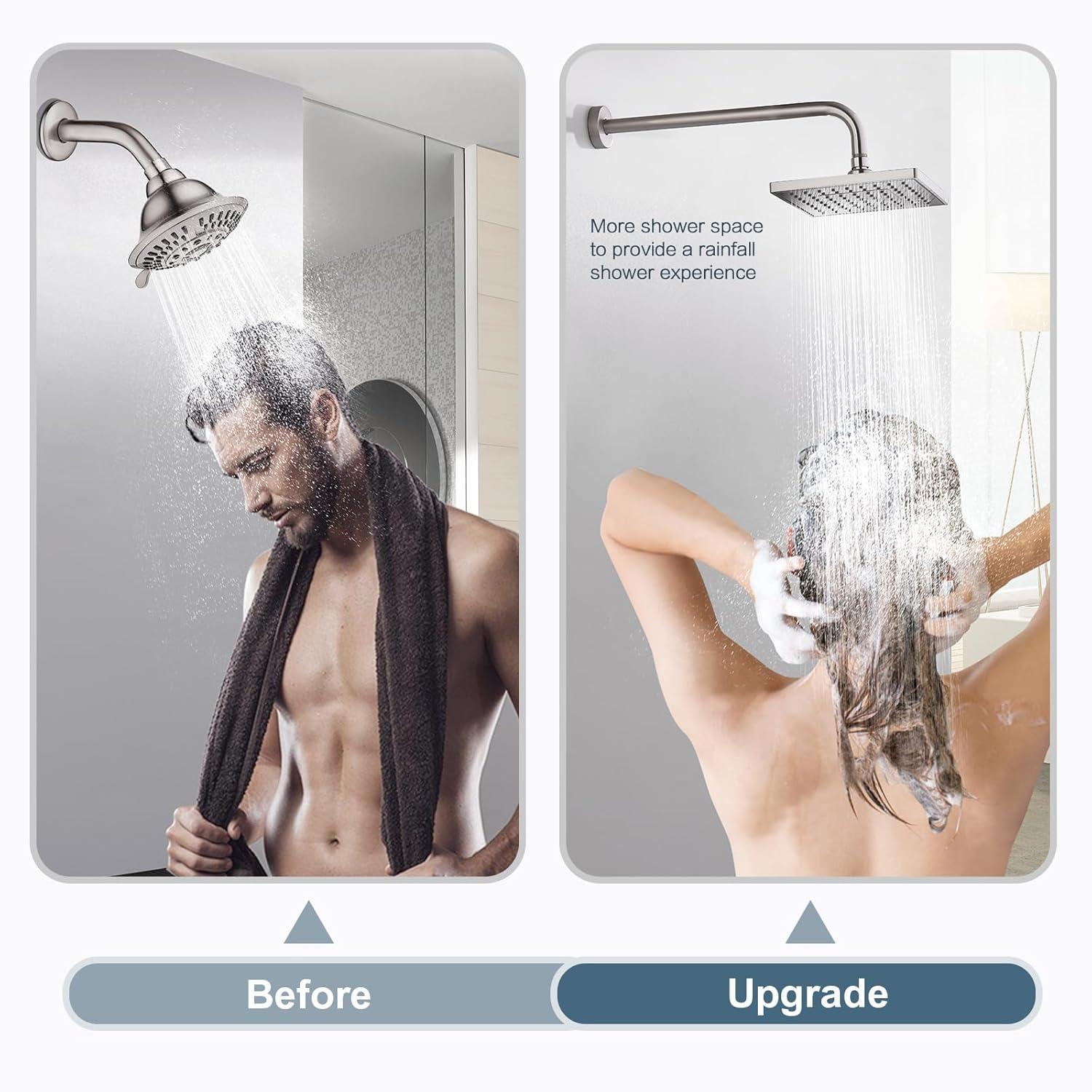 Brushed Nickel 16-Inch Stainless Steel L-Shaped Shower Arm