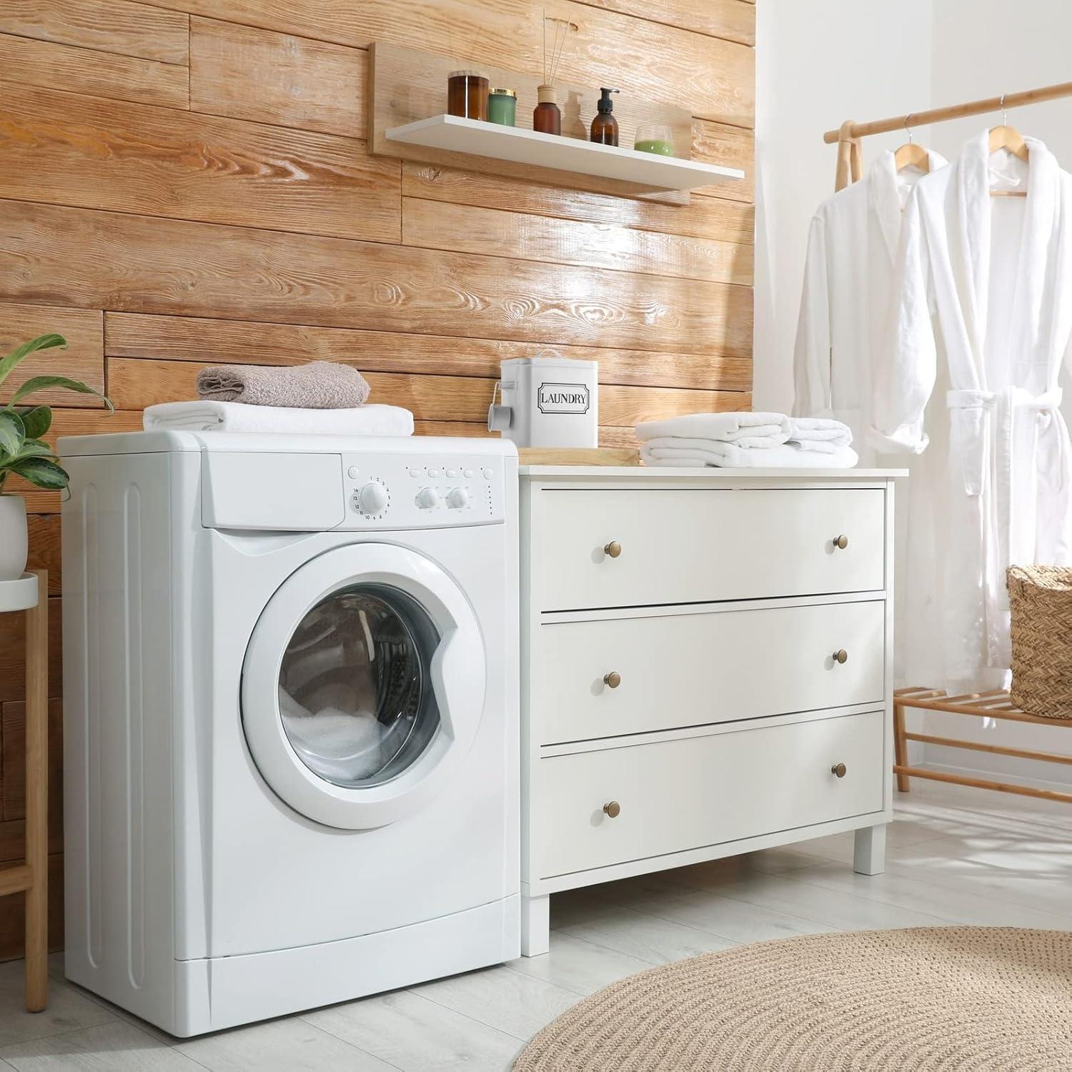 Juvale Laundry Detergent Container for Powder, Beads, Pods, Laundry Canister with Scoop for Bathroom, 100 Oz Capacity, 9x7x6 In