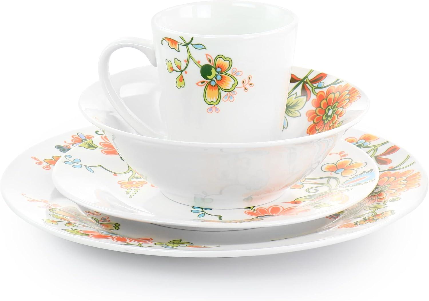 Spring Bloom 16-Piece Floral Porcelain Dinnerware Set