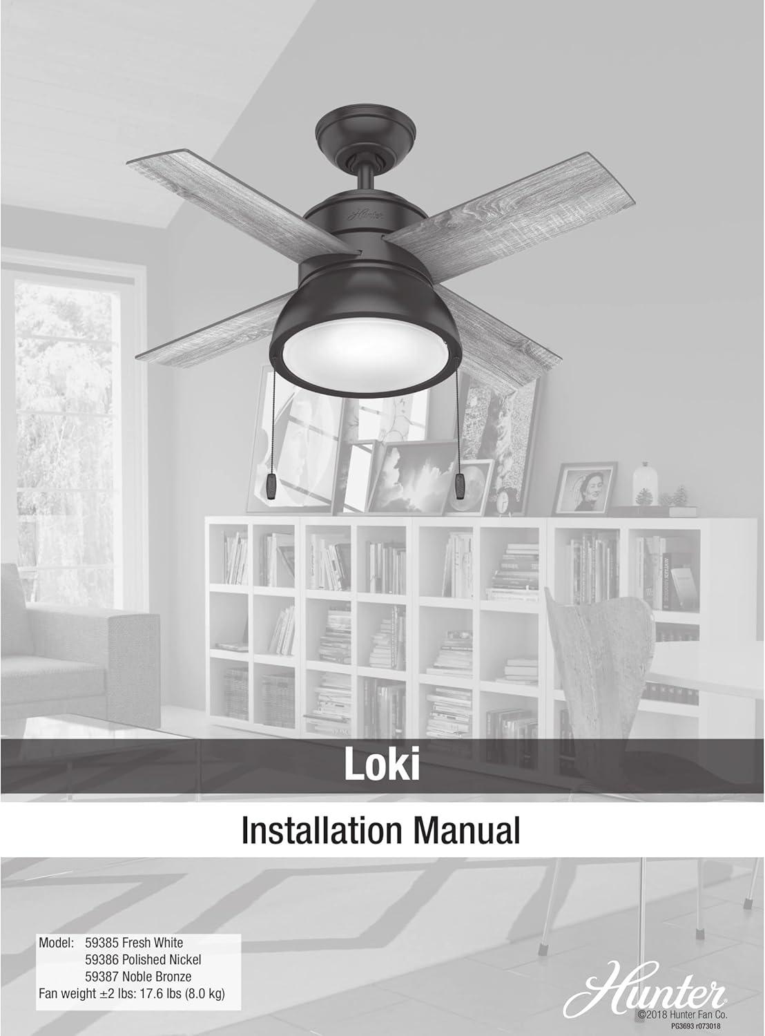 36'' Loki 4 - Blade Standard Ceiling Fan with Pull Chain and Light Kit Included