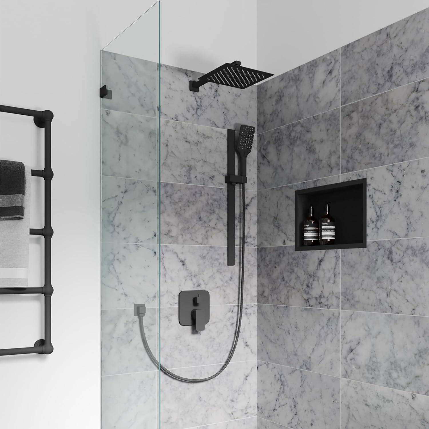 Pulse Showerspas Resort 10-in Rain Showerhead Combo Shower System with Adjustable Handshower Slide Bar and Pressure Balanced Mixing Valve 3008-MB-1.8GPM