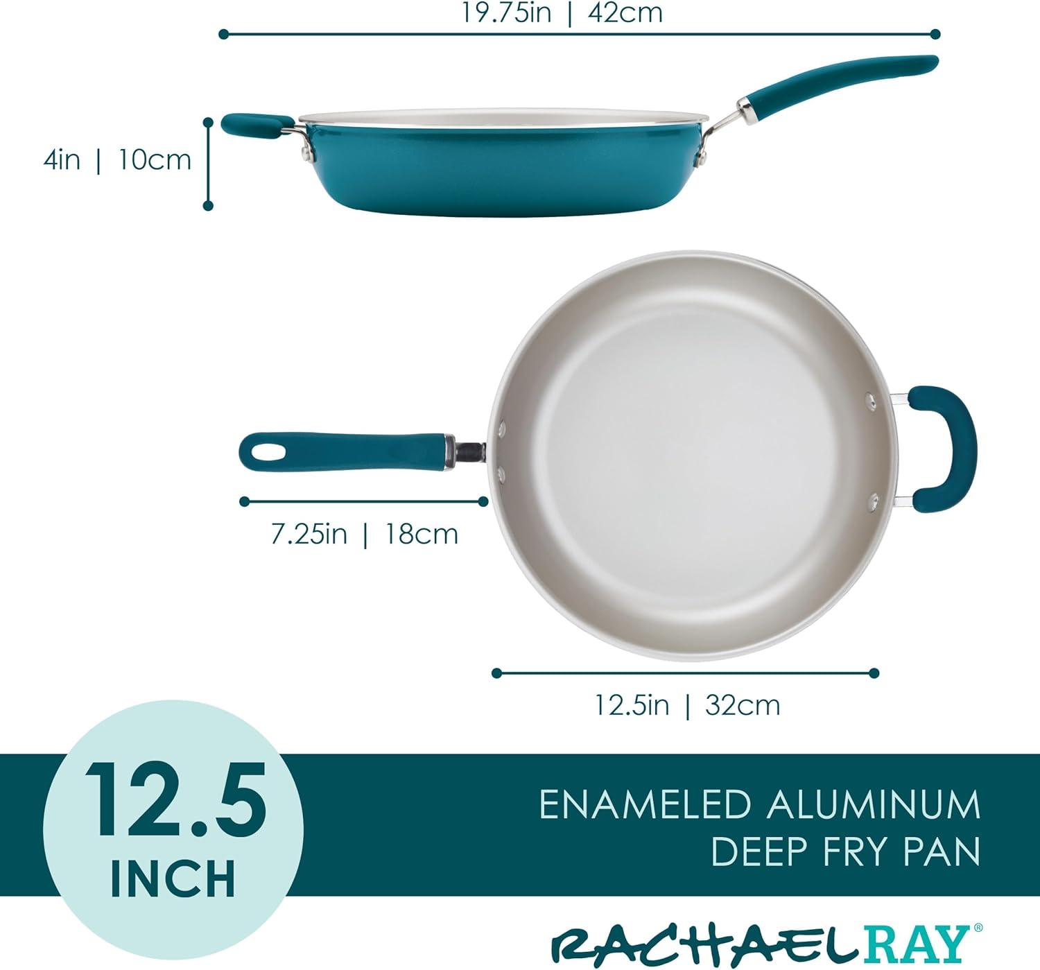 Teal Shimmer 12.5-Inch Aluminum Nonstick Deep Frying Pan