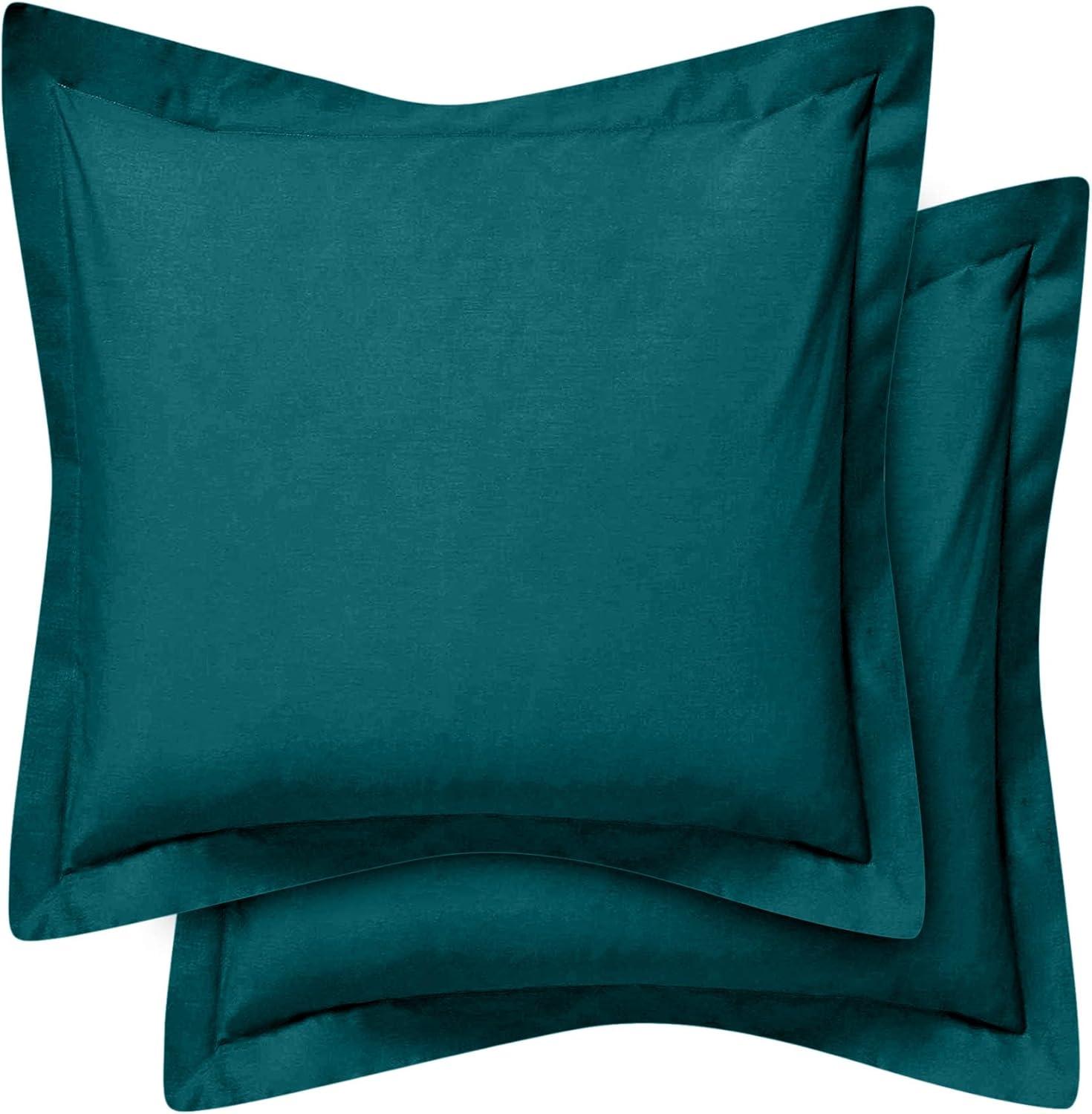 Cotton Metrics Heavy Quality European Square Pillow Shams Set of 2 Teal Green 800TC 100% Organic Cotton Euro Pillow Shams 28x28 Pillow Cover, Cushion Cover Euro Size (Euro 28x28, Teal Green)