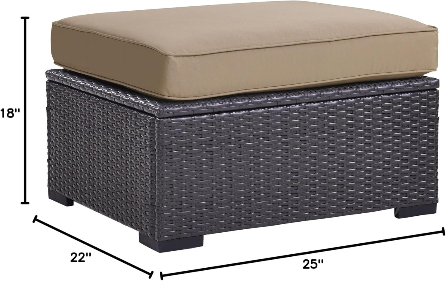 Biscayne Brown Mocha Resin Wicker Outdoor Ottoman