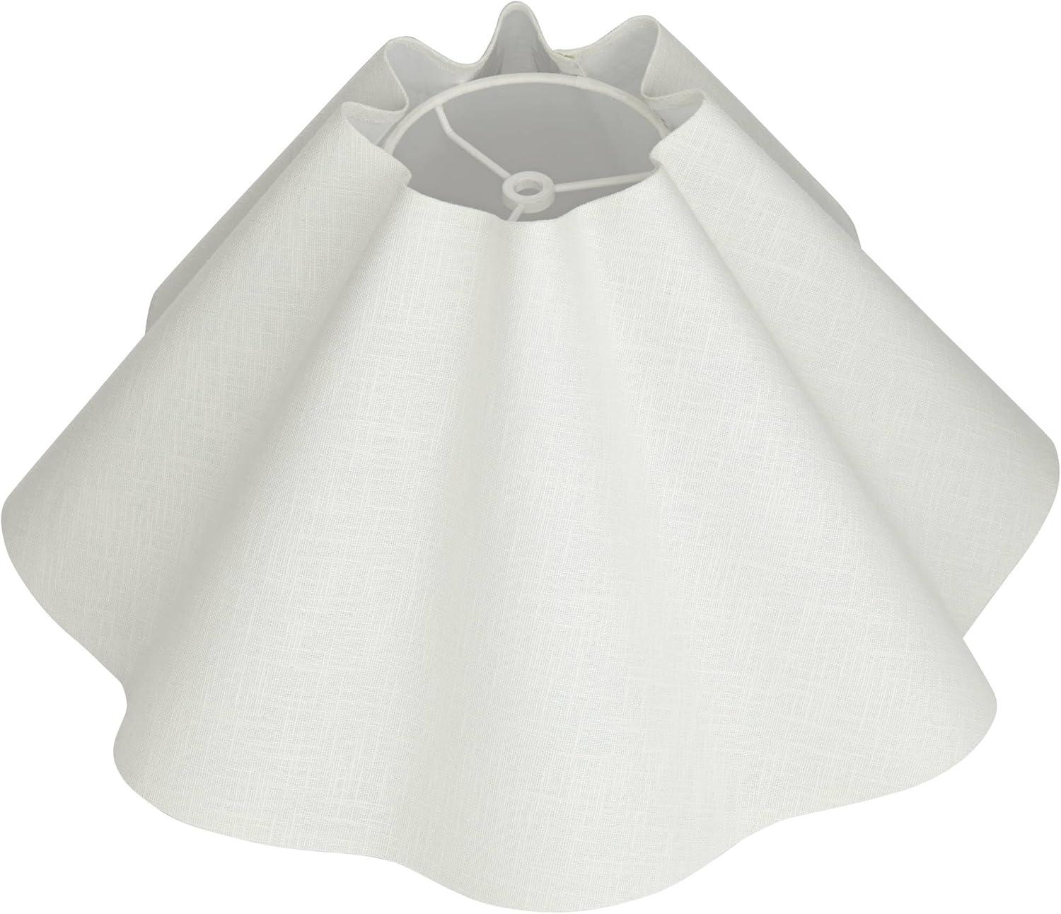 Springcrest 6" Top x 18" Bottom x 10" High x 10" Slant Lamp Shade Replacement Large White Wave Empire Modern Linen Fabric Spider Harp Finial