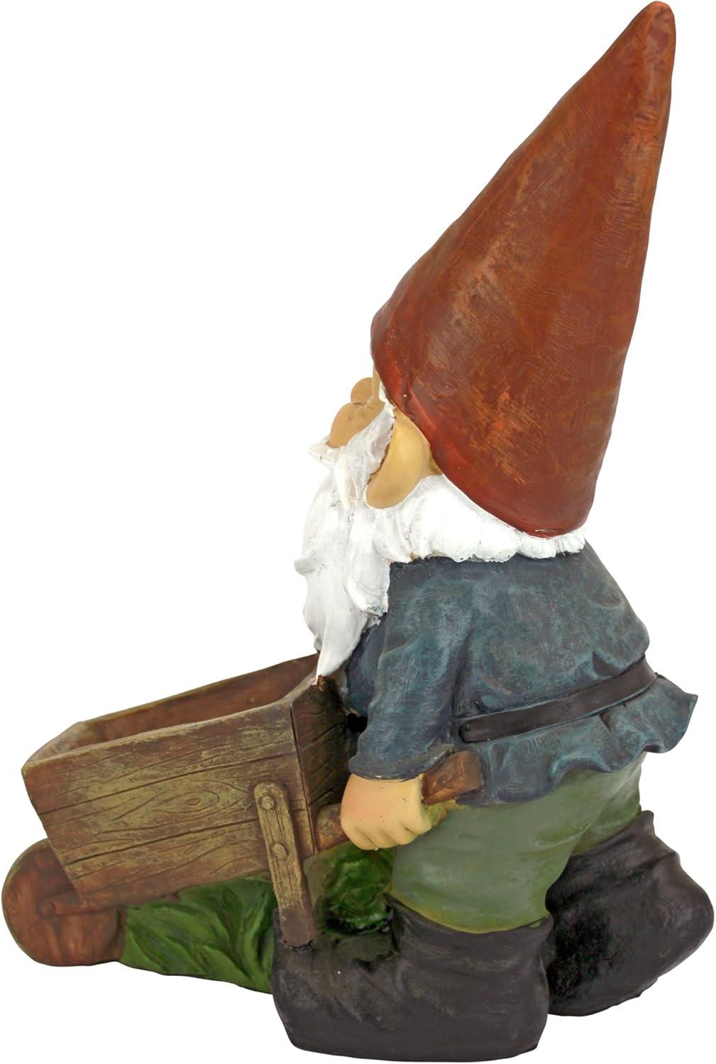 Wheelbarrow Willie Garden Gnome Statue