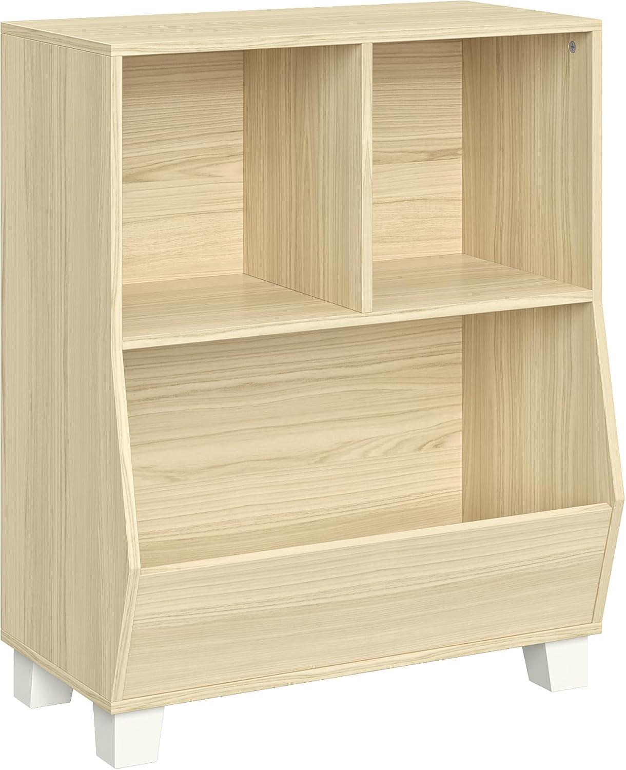 Light Woodgrain Kids' Adjustable Cubby Toy Organizer