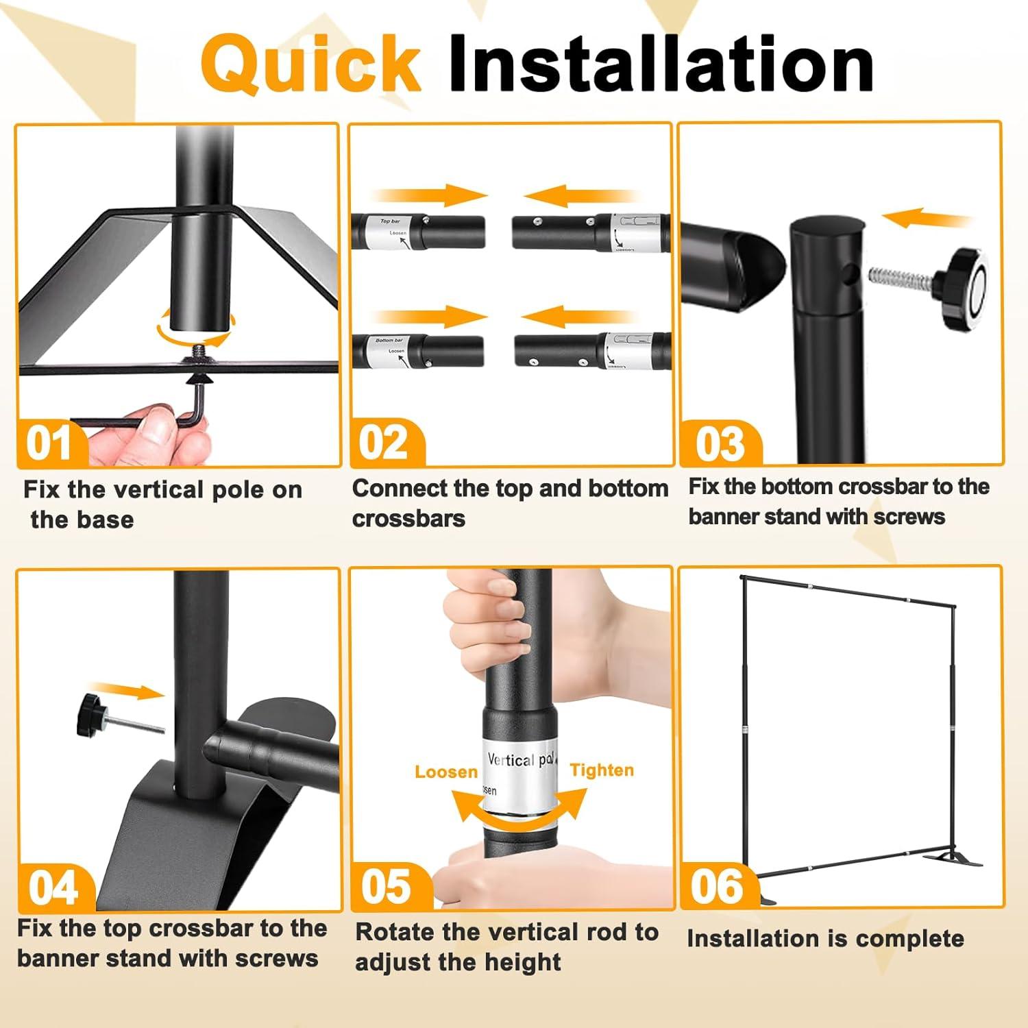EMART 10x10 ft Heavy Duty Banner Backdrop Stand Kit, Adjustable Frame for Step and Repeat Backdrops, Ideal for Photography, Trade Shows, and Photo Booths