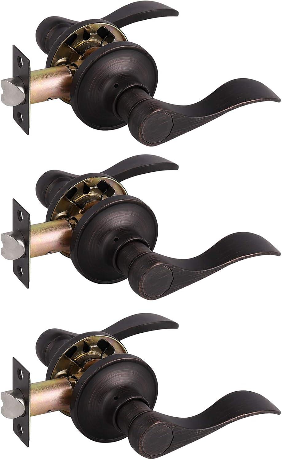 Oil Rubbed Bronze Modern Key Lock Door Lever Set