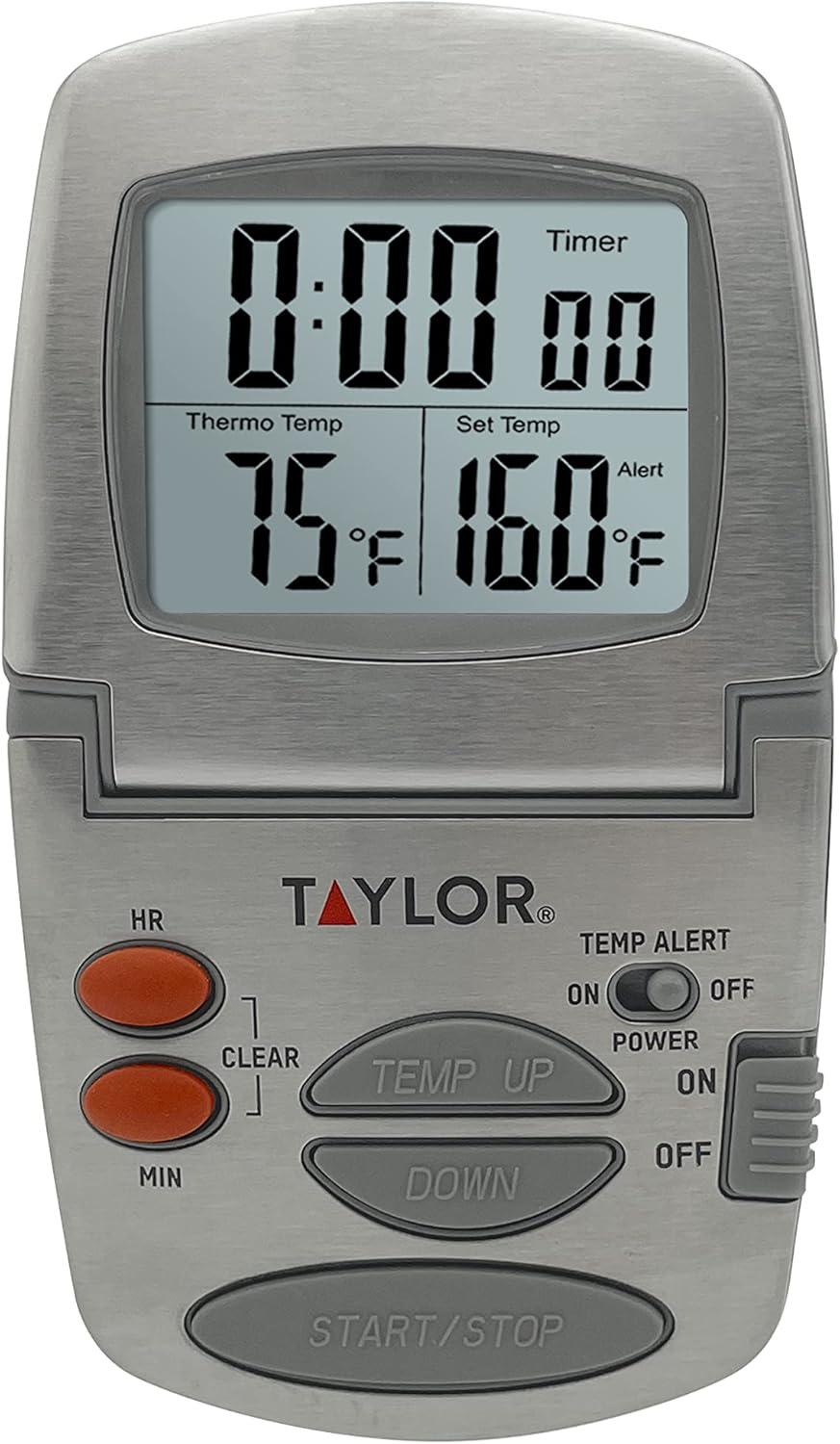 Taylor Programmable Stainless Steel Wire Probe Kitchen Meat Cooking Thermometer: Digital Food & Oven Thermometer