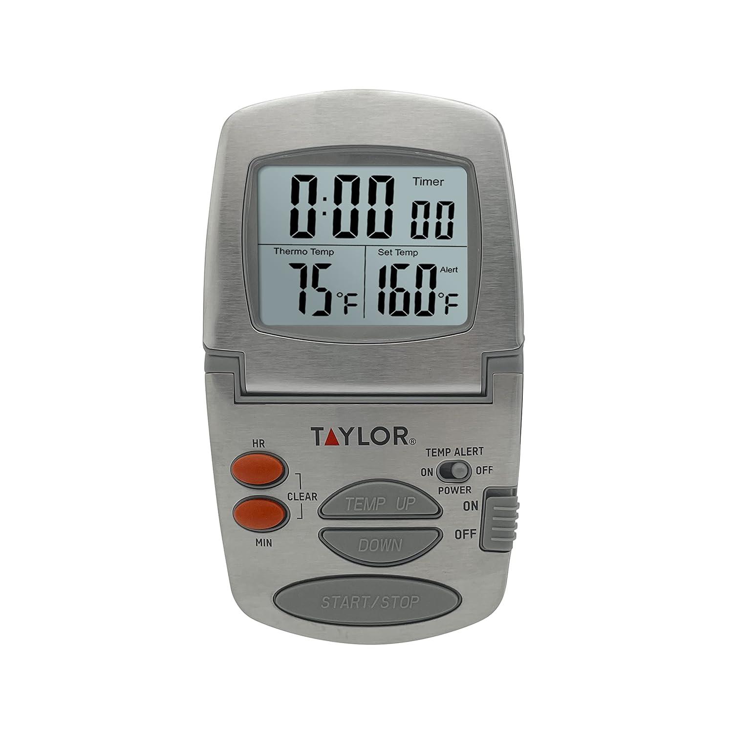 Taylor Programmable Stainless Steel Wire Probe Kitchen Meat Cooking Thermometer: Digital Food & Oven Thermometer