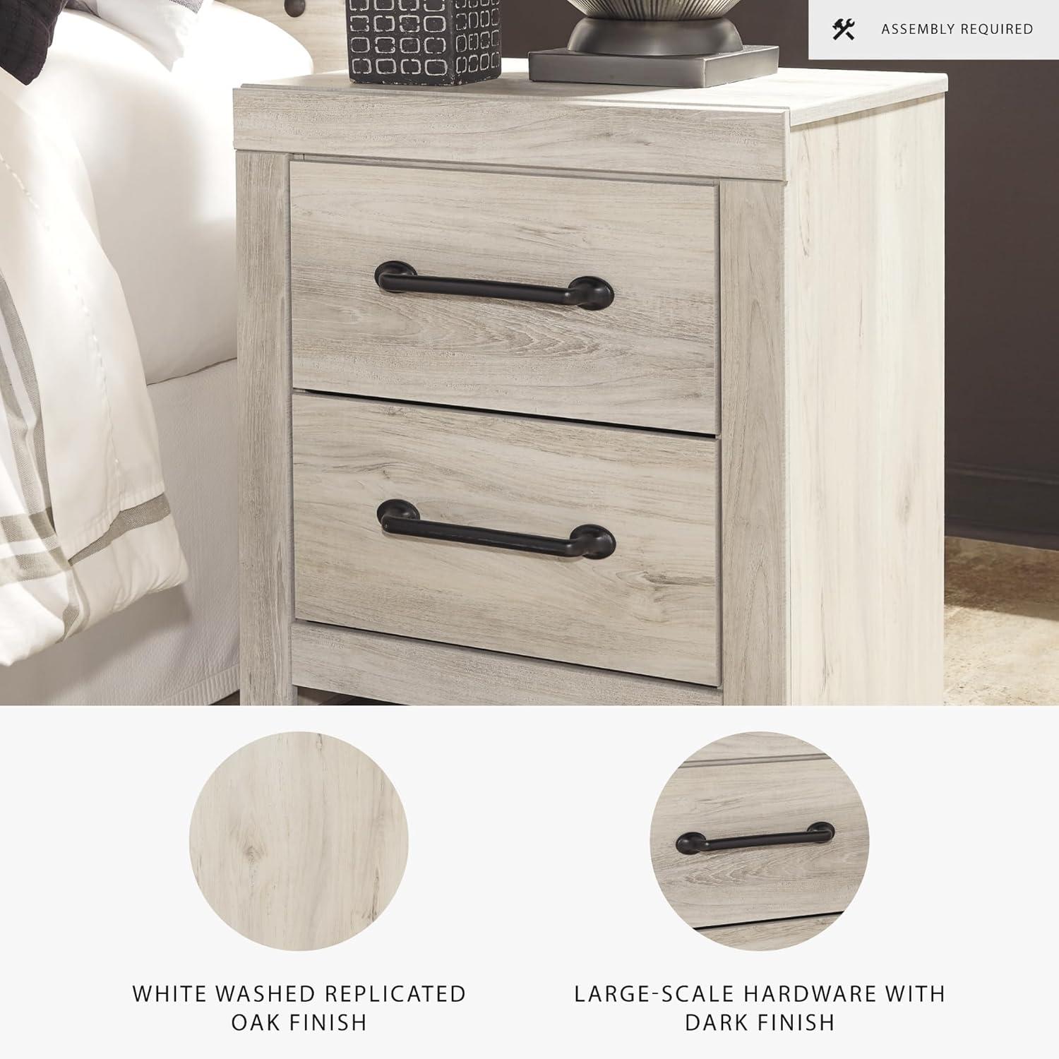 Cambeck Nightstand White - Signature Design by Ashley: Industrial Style Bedside Table with USB Ports & Storage