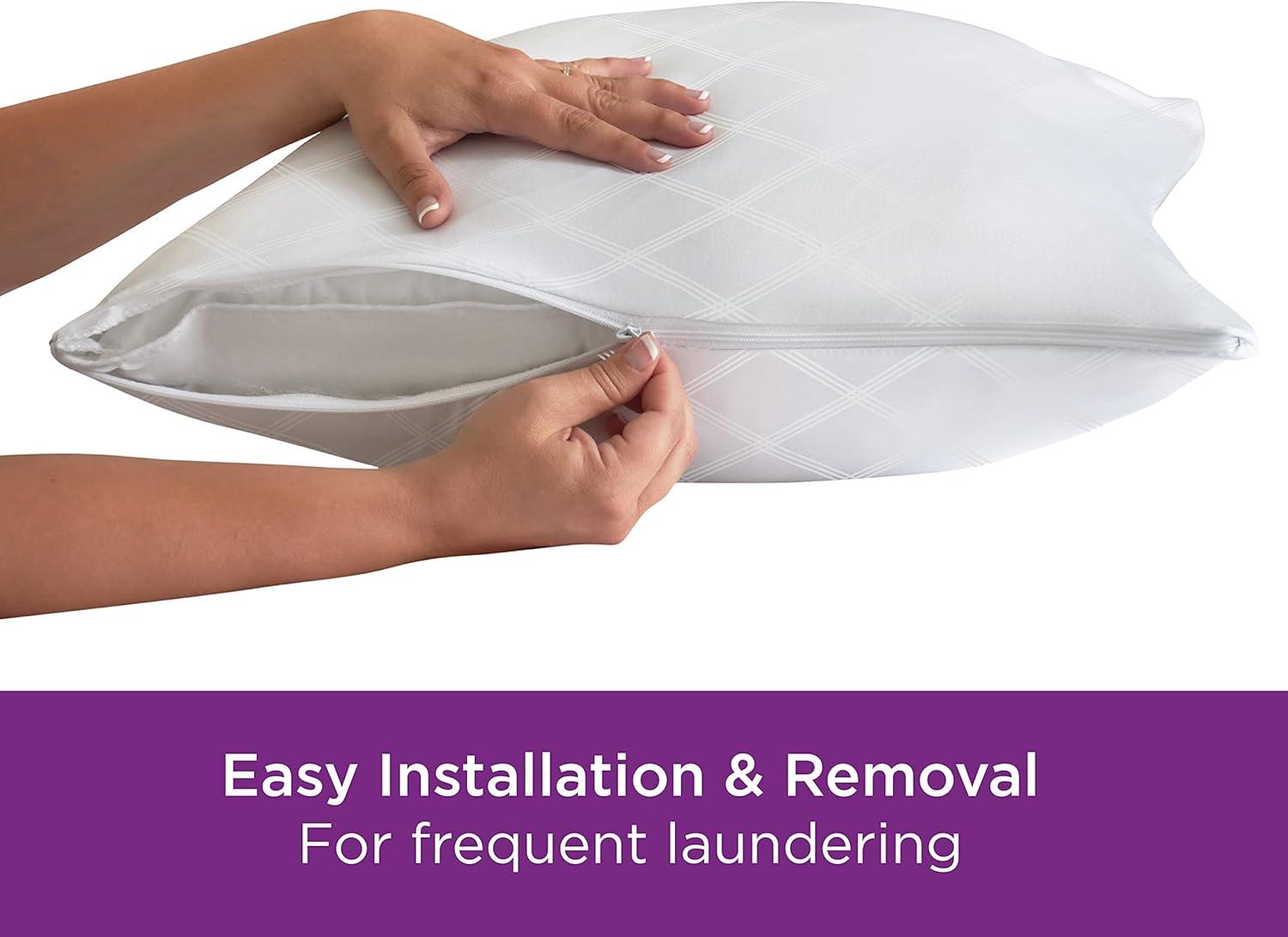 Aller-Ease Pillow Protectors Machine Washable Temperature Balancing 2 Pack Temperature Balancing Allergist Recommended Set of 2