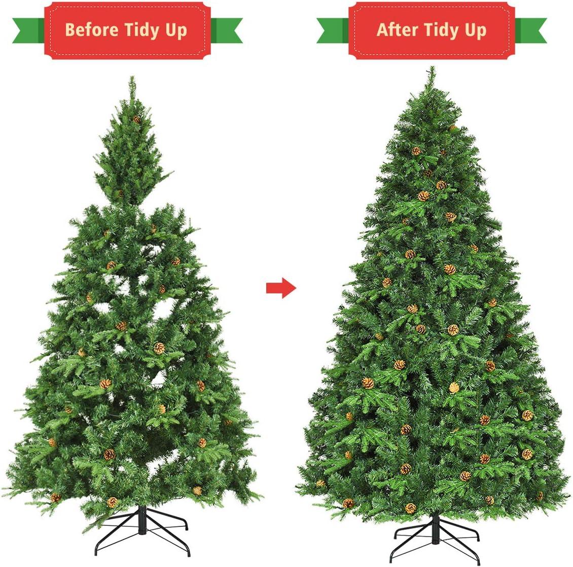 8ft Pre-lit Artificial Pine Christmas Tree with Warm White LED Lights