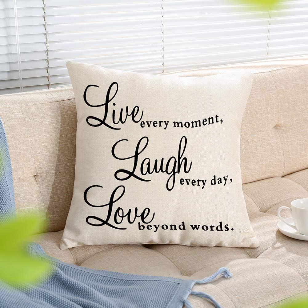 Live Laugh Love Quote Cotton Linen Throw Pillow Cover