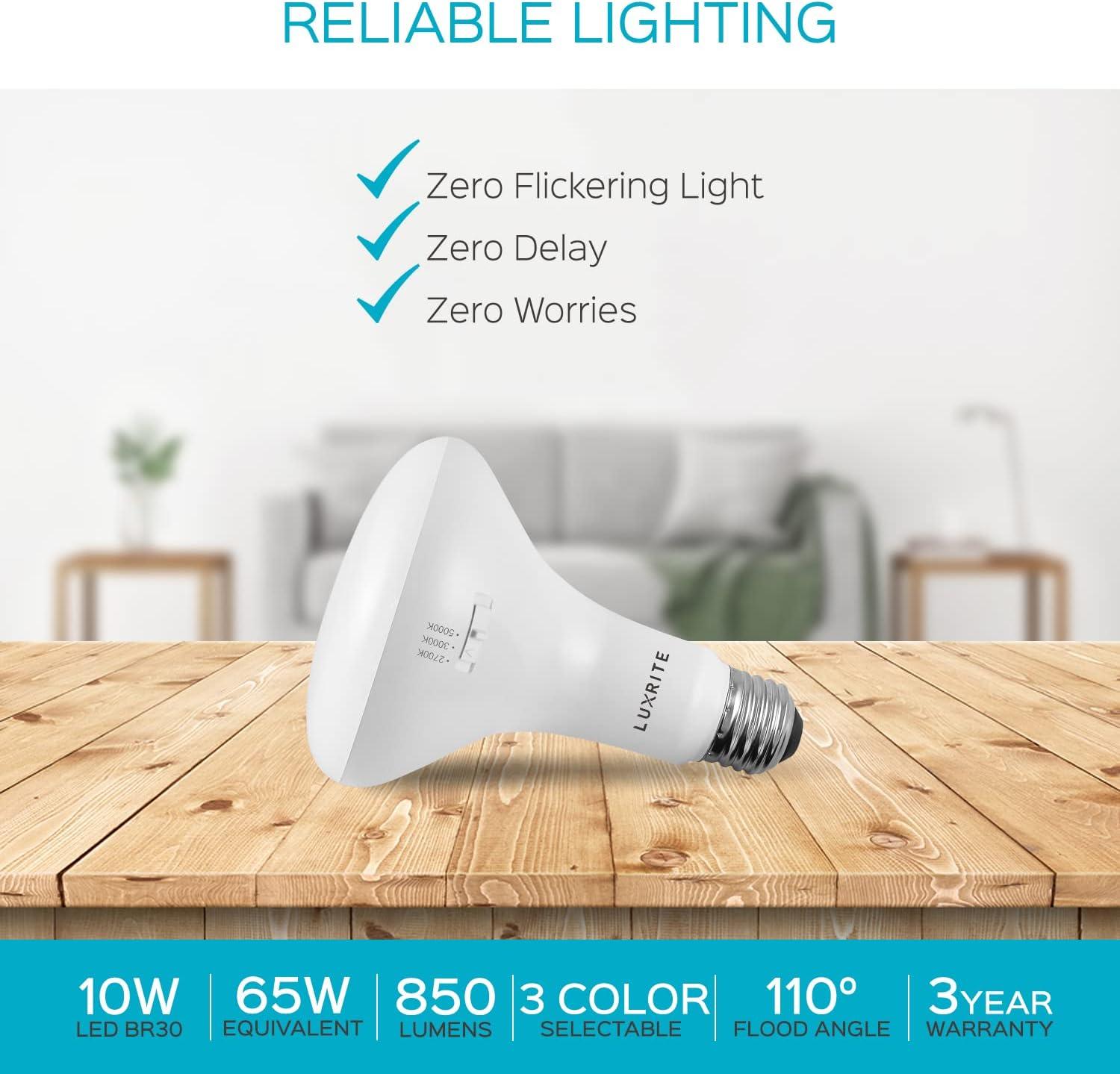 10 Watt (65 Watt Equivalent ), BR30 LED Dimmable, Color Changing Selectable CCT E26 Base