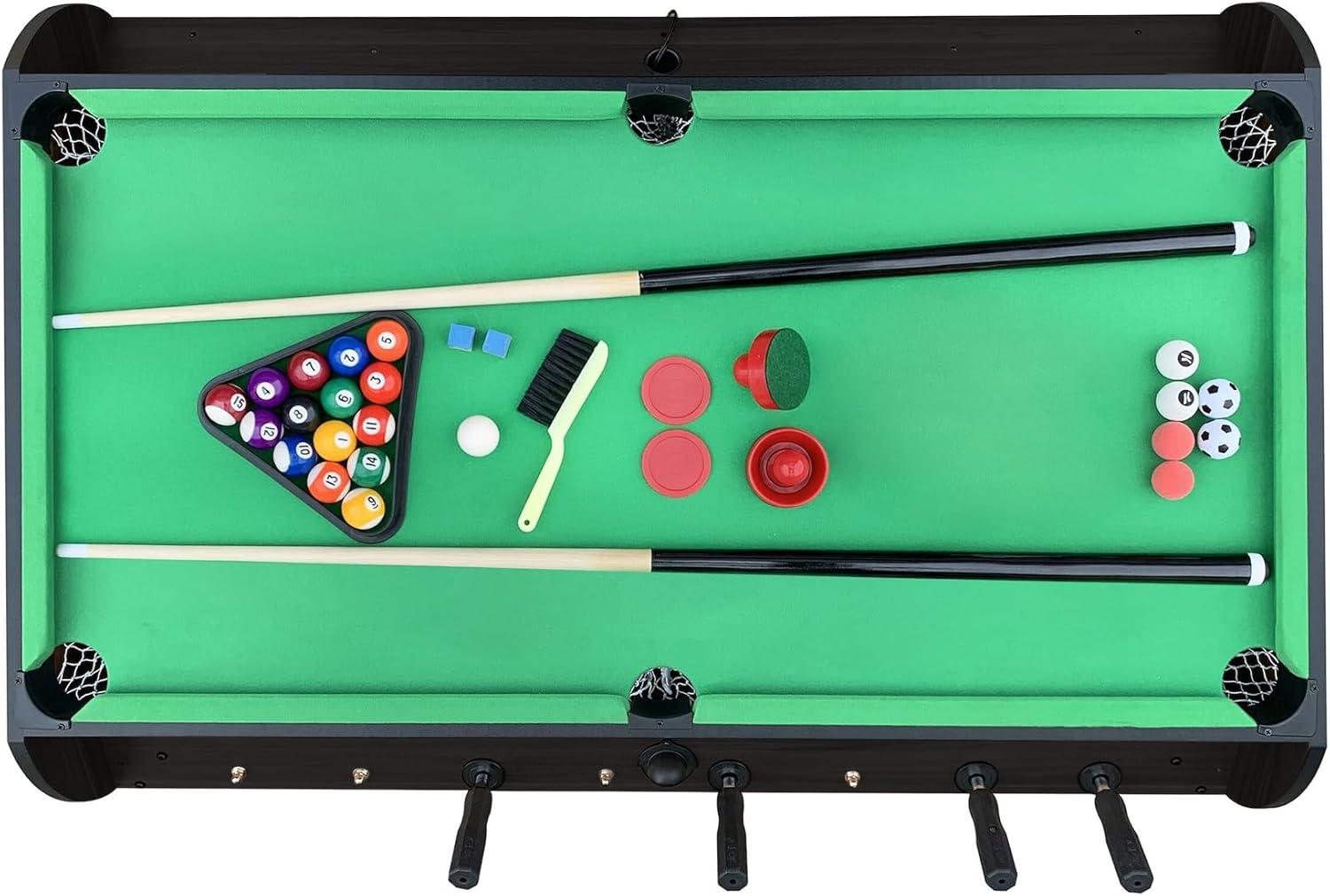 Triplex 55" Black and Wood 3-in-1 Rotating Game Table