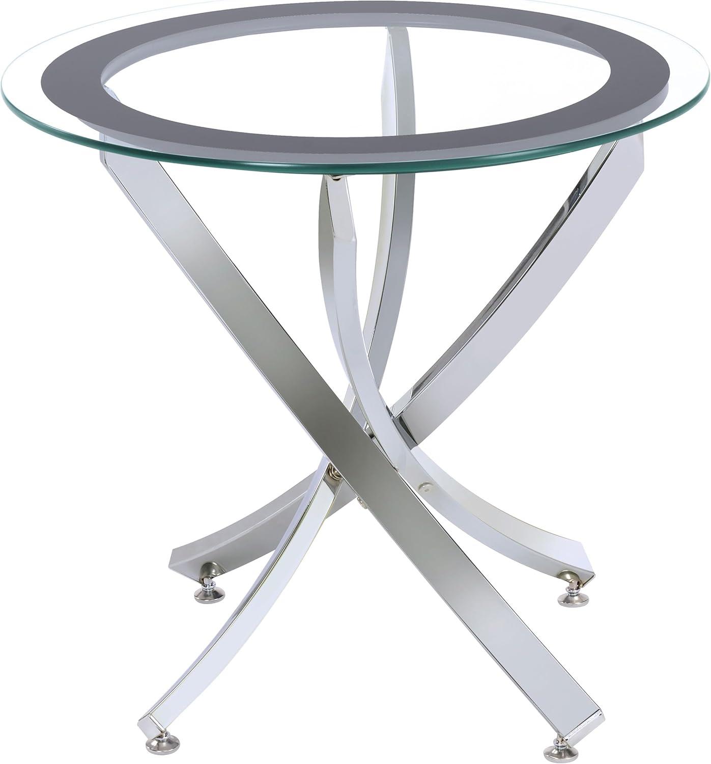 Brooke Glass Top End Table Chrome and Black