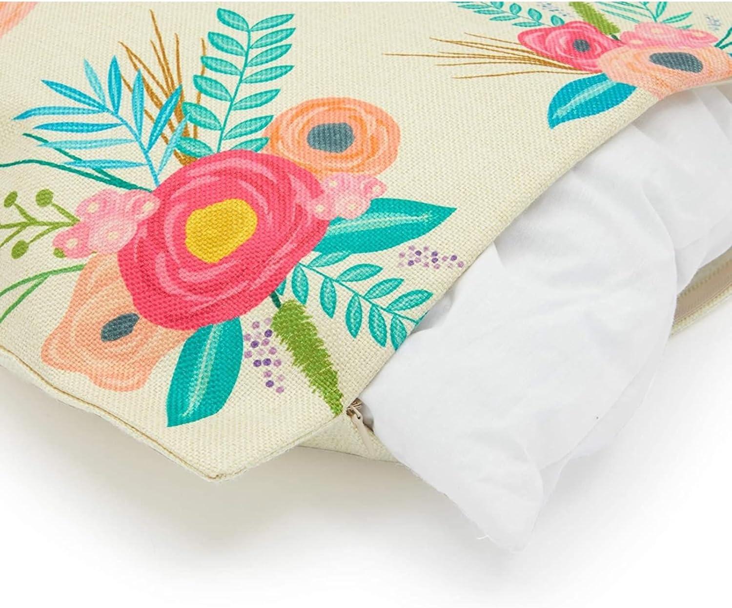 Juvale Set of 4 Happy Spring Decorative Pillow Case Cushion Covers for Easter, 4 Designs, 17 x 17 in