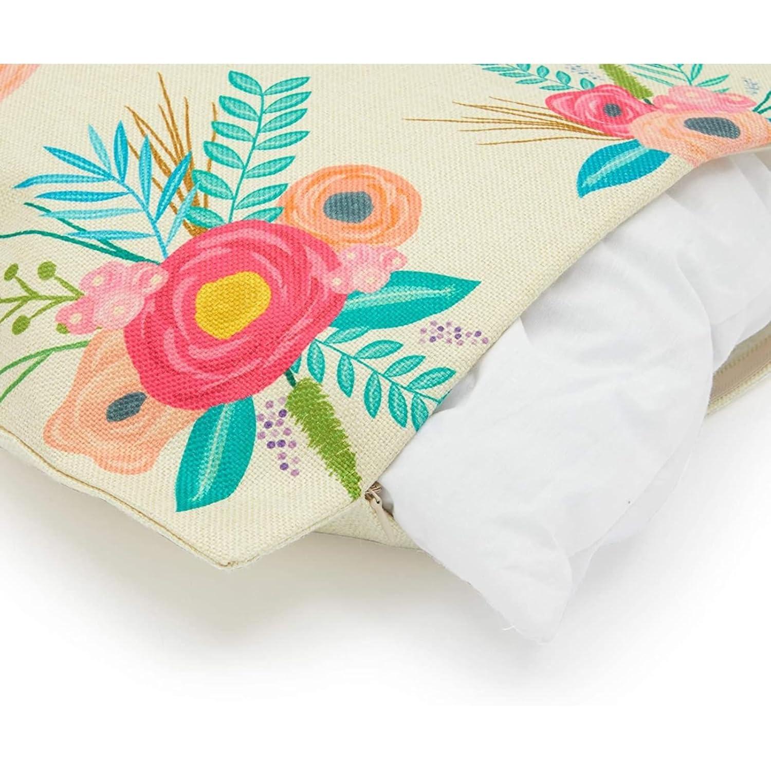 Juvale Set of 4 Happy Spring Decorative Pillow Case Cushion Covers for Easter, 4 Designs, 17 x 17 in