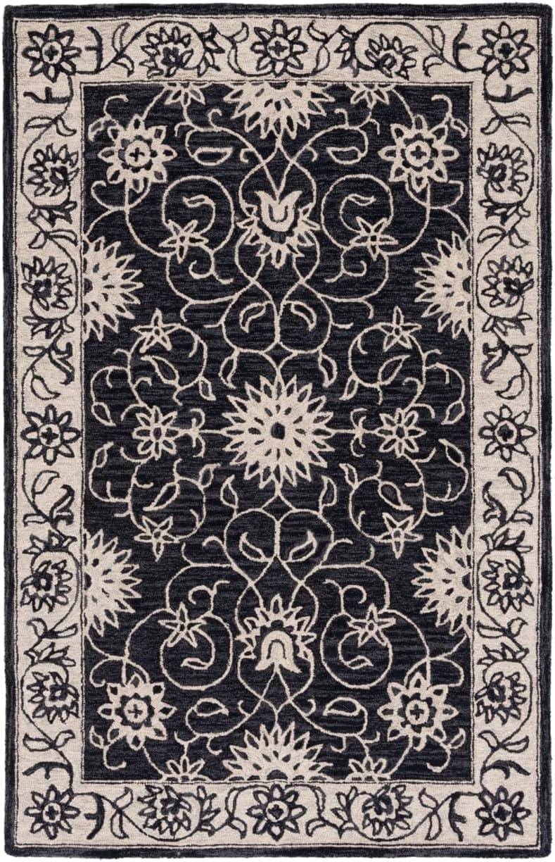 Jardin JAR601 Hand Tufted Area Rug - Black/Ivory - 8'x10' - Safavieh