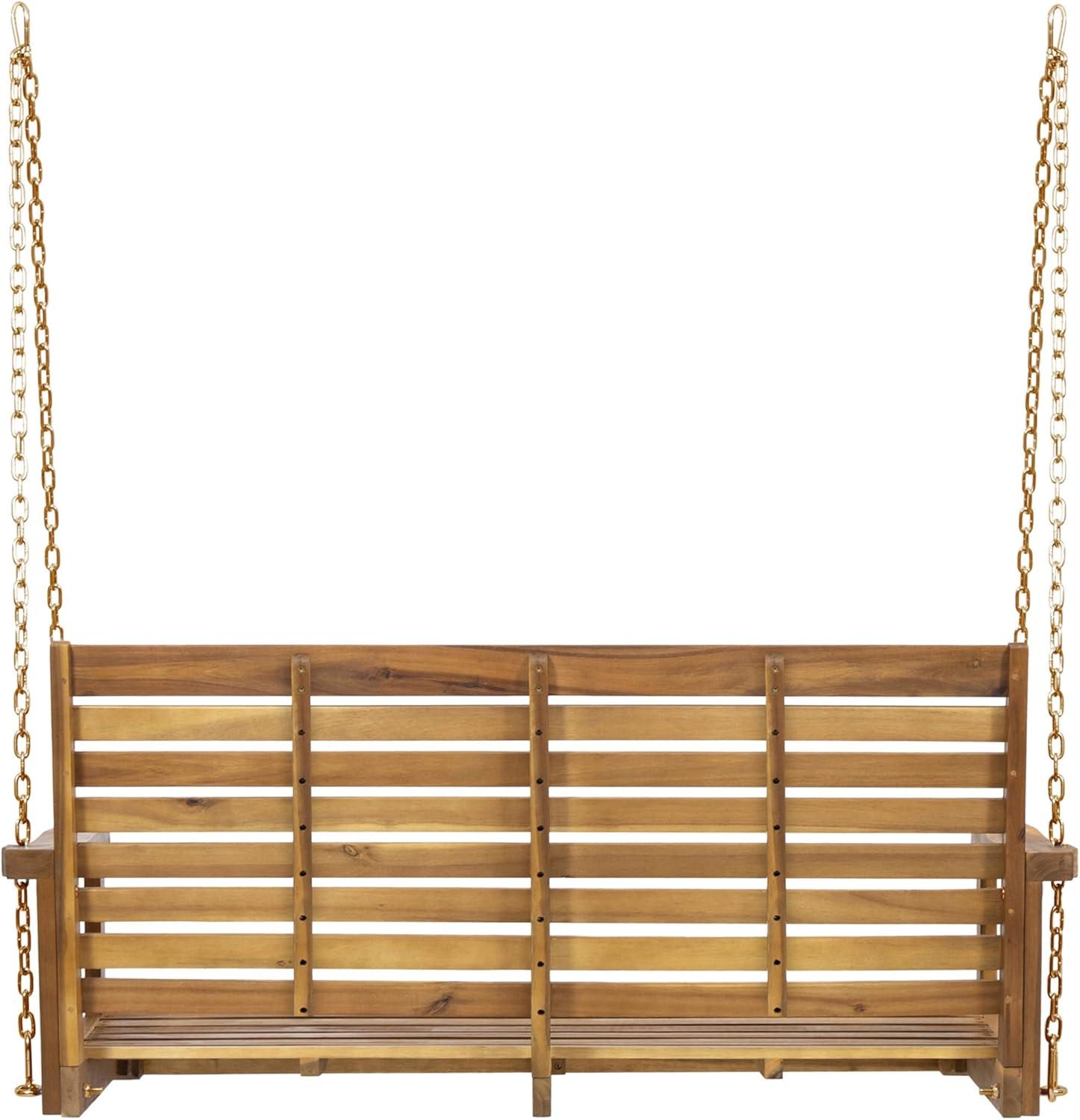 GDF Studio Viola Outdoor Acacia Wood Porch Swing, Teak