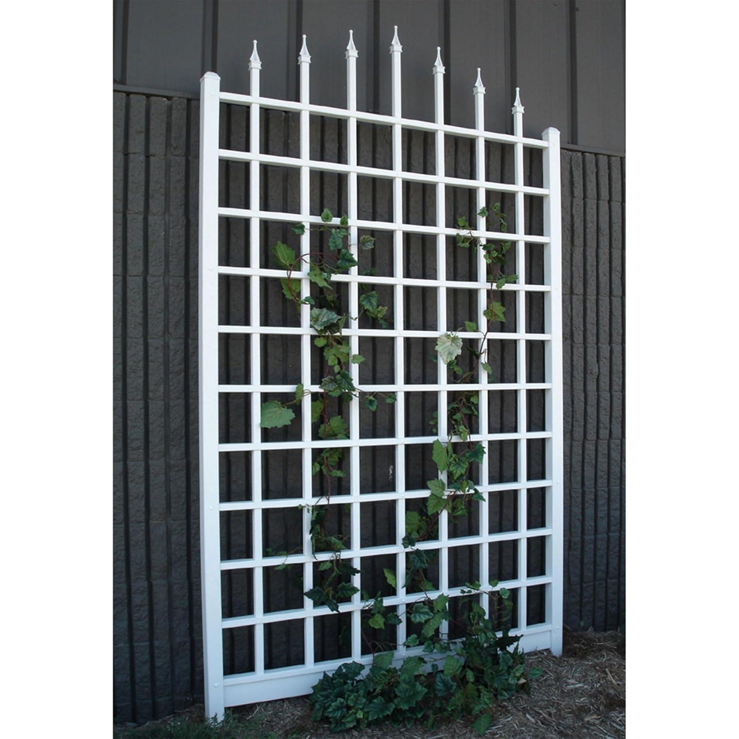 Dura-Trel Winchester 57"x95" PVC Vinyl Outdoor Garden Trellis Support for Vines, Climbing Plants, Flowers, & Vegetables w/Wall Mounting Screws, White