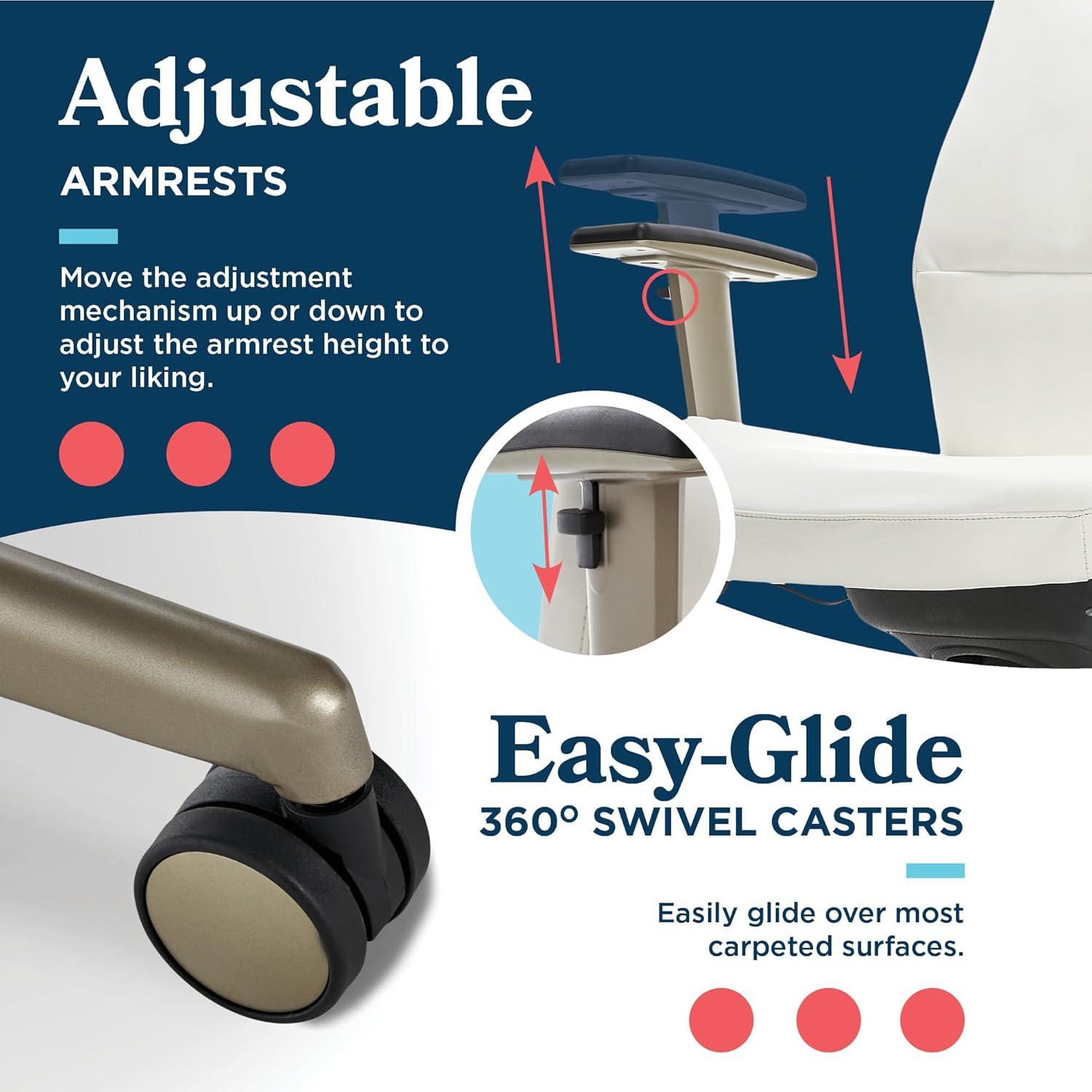 La-Z-Boy Baylor Bonded Leather Adjustable Ergonomic Executive Office Chair with Lumbar Support