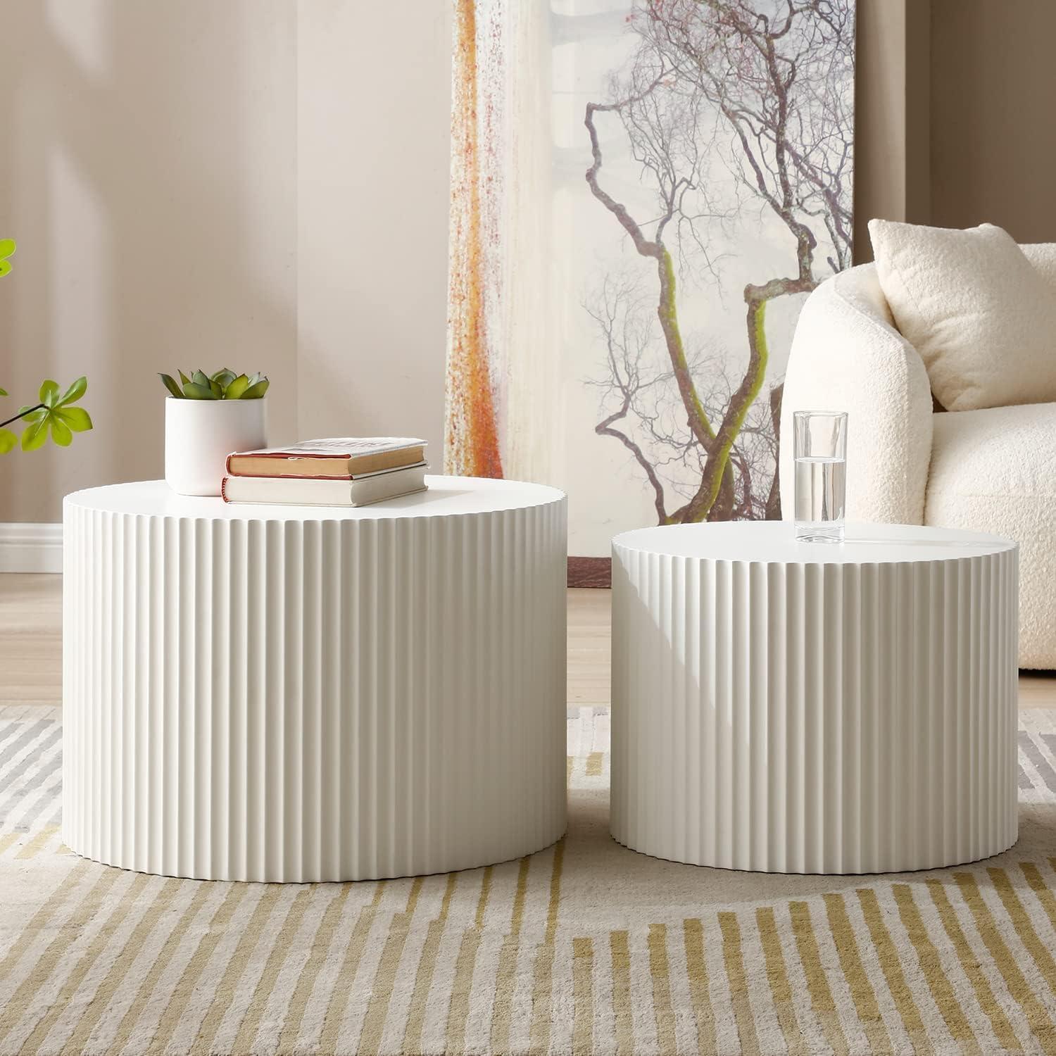 Hokku Designs Blayne 23.62" Round Nesting Coffee Table (2-Pieces)