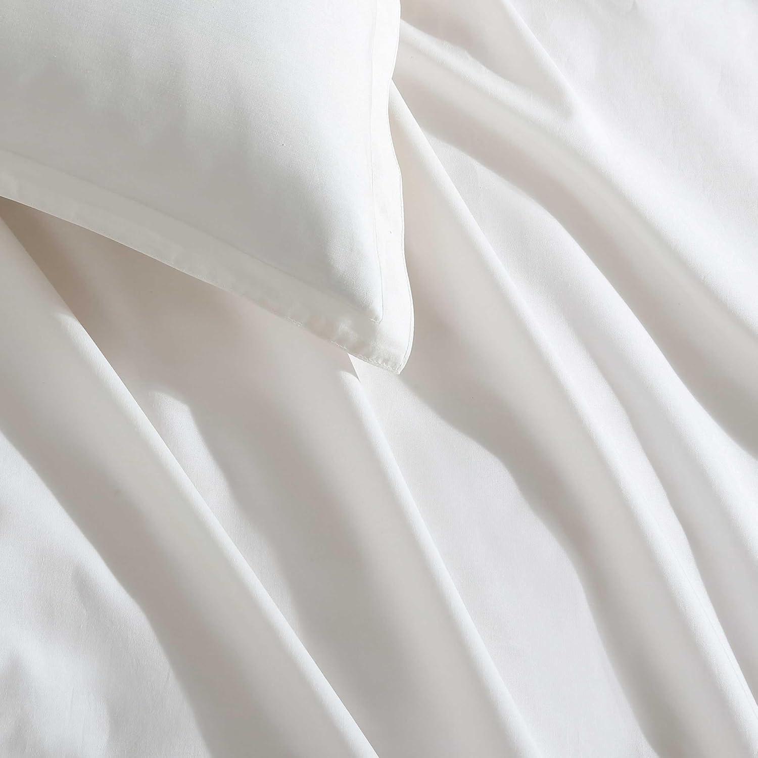 Queen White Cotton Duvet Cover Set with Shams