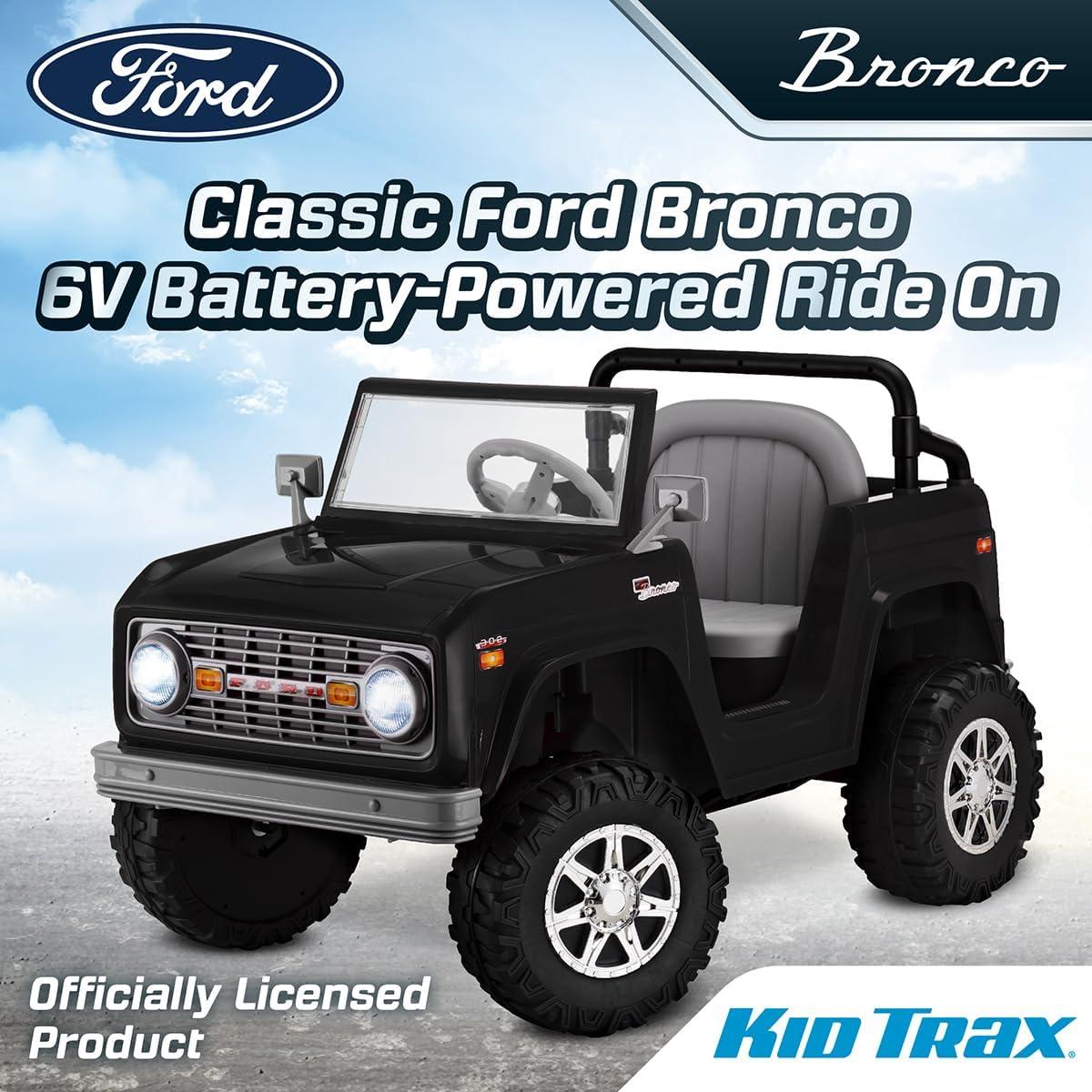 Kid Trax Classic Ford Bronco Ride-On Toy, 6-Volt, Black
