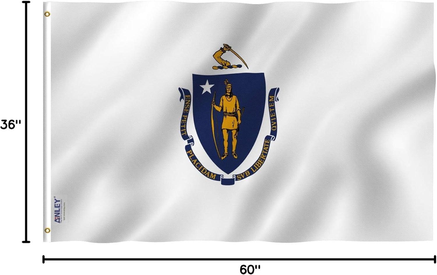 ANLEY 3x5 Foot Massachusetts State Flag - Massachusetts MA Flags Polyester