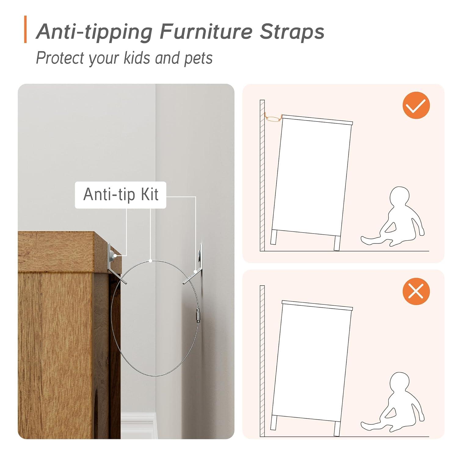 Wampat 47" Baby Dresser for Nursery with 6 Drawers, Changing Table for Baby, Oak Brown