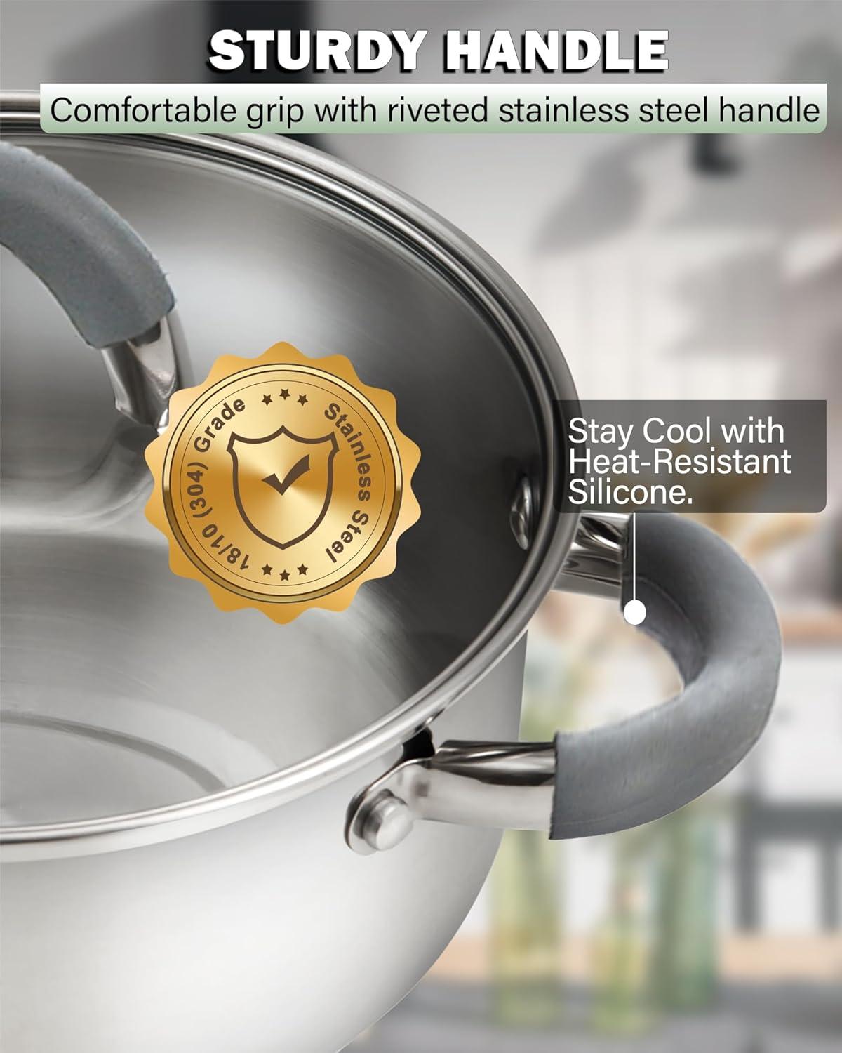 Cooks Standard 12 Piece Stainless Steel Cookware Set, Silicone Handle
