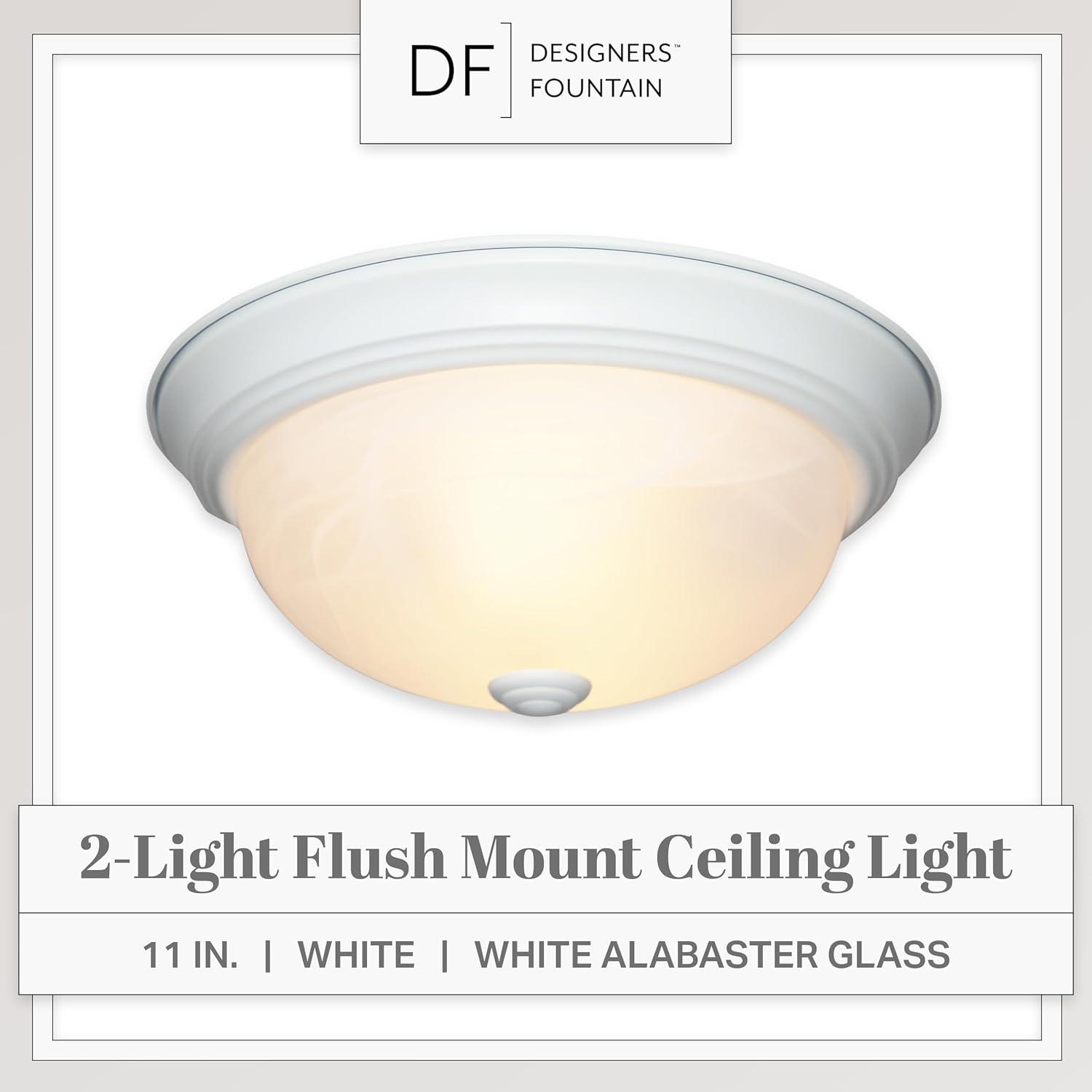 Designers Fountain 11 inch 2-Light White Flush Mount Ceiling Light, 1257S-WH-AL