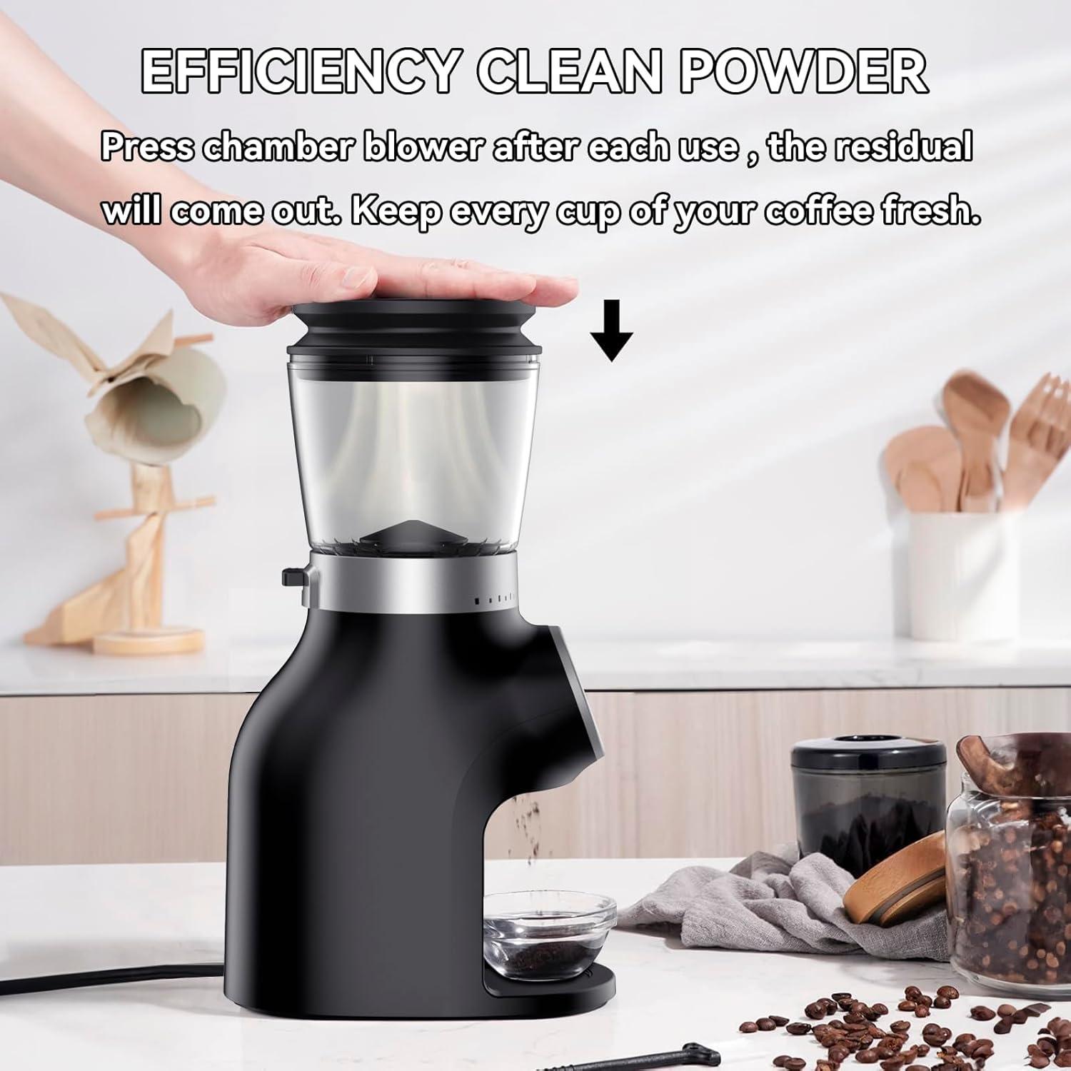 Black Electric Burr Coffee Grinder with Adjustable Grind Settings