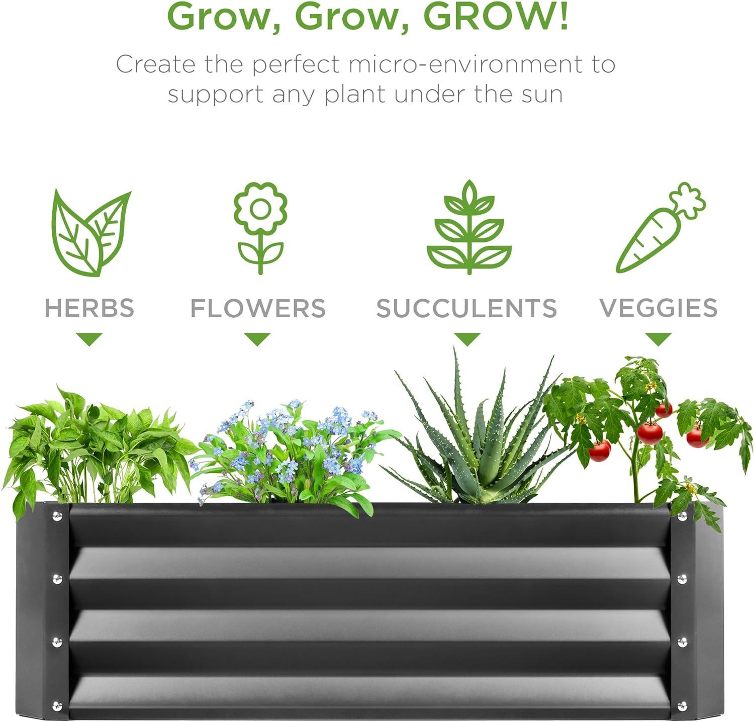 Best Choice Products 6x3x1ft Outdoor Metal Raised Garden Bed for Vegetables, Flowers, Herbs, Plants - Dark Gray