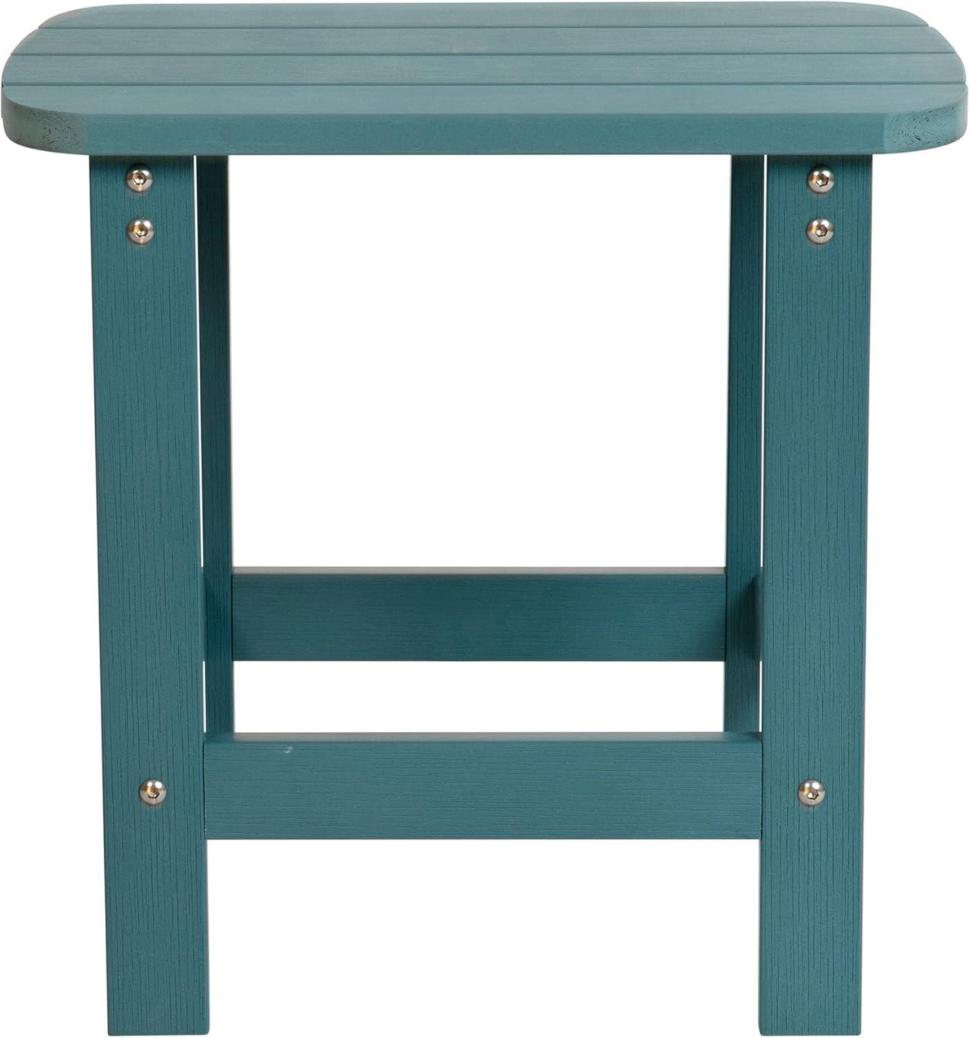 Flash Furniture Charlestown All-Weather Poly Resin Wood Commercial Grade Adirondack Side Table